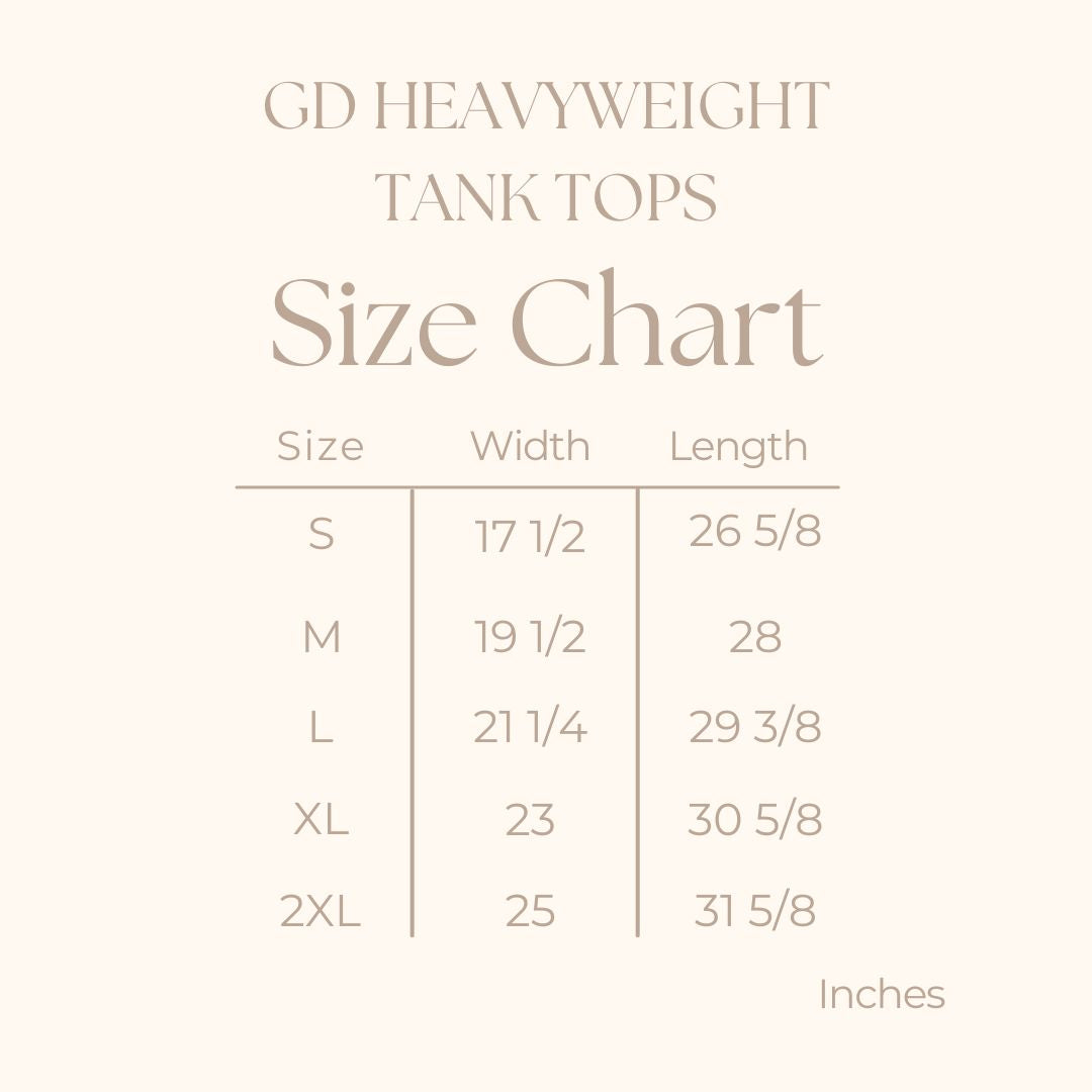 Women's Garment Dyed Graphic Tank Top - size guide