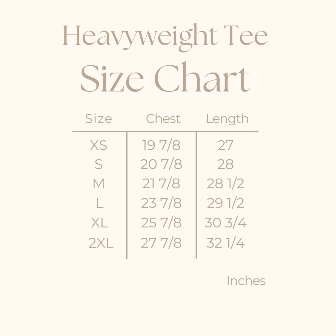 Women's Heavyweight Graphic T-Shirt - size guide
