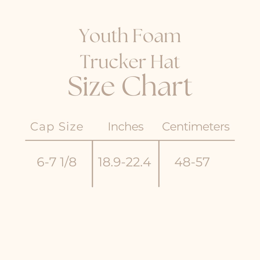 Youth Graphic Foam Trucker Hat - size guide