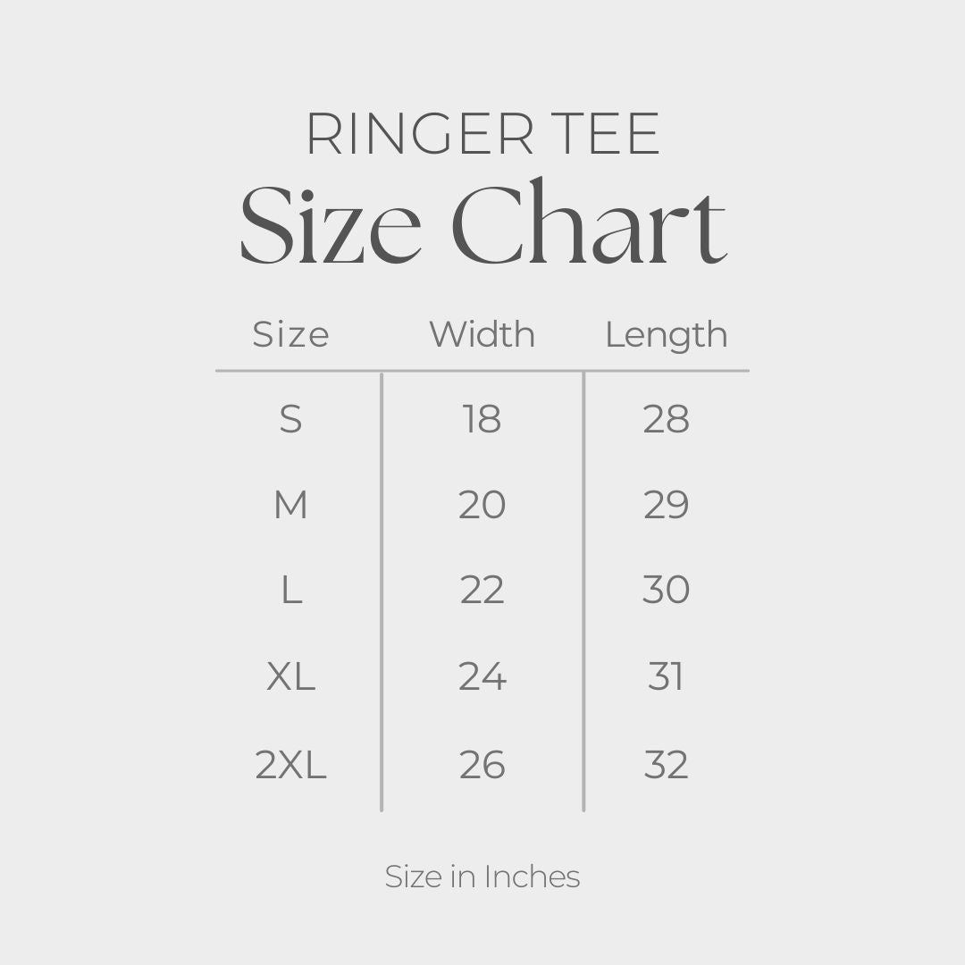 Women's Ringer Graphic T-Shirt - size guide