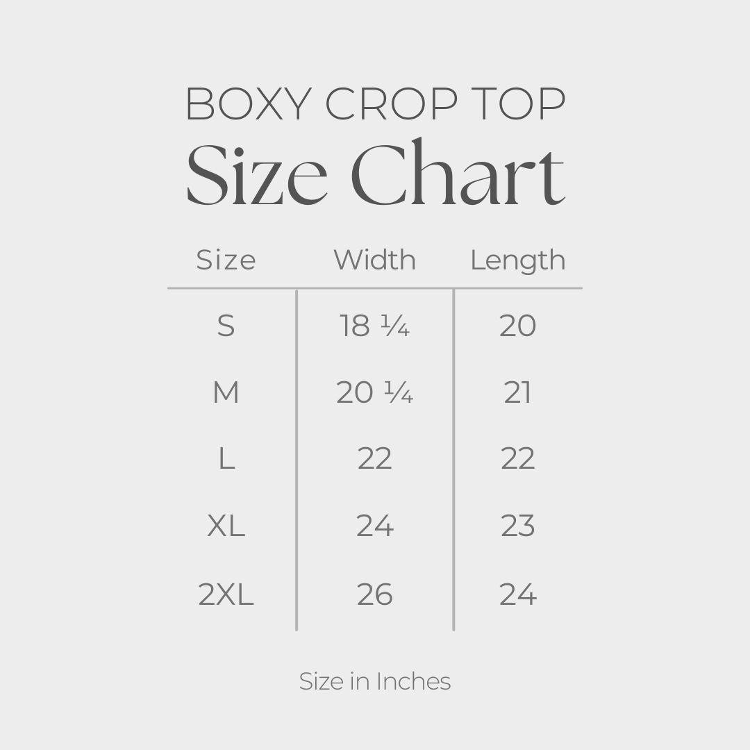 Women's Boxy Crop Top Graphic T-Shirt - size guide