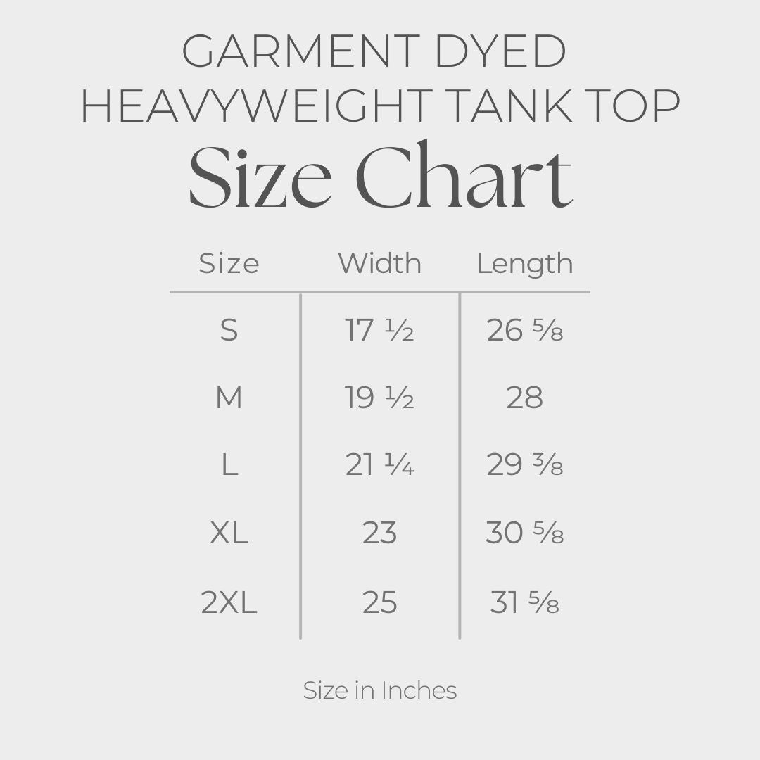 Women's Garment Dyed Graphic Tank Top - size guide