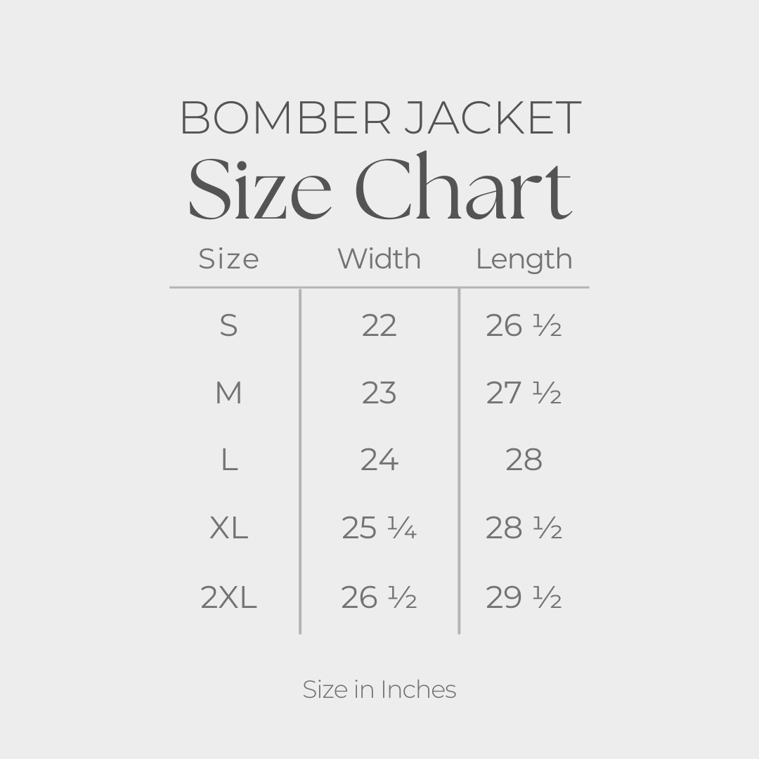 Women's Graphic Bomber Jacket - size guide
