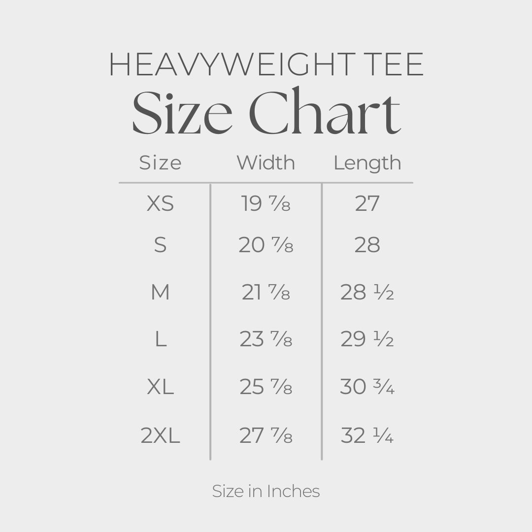 Women's Heavyweight Crew - size guide