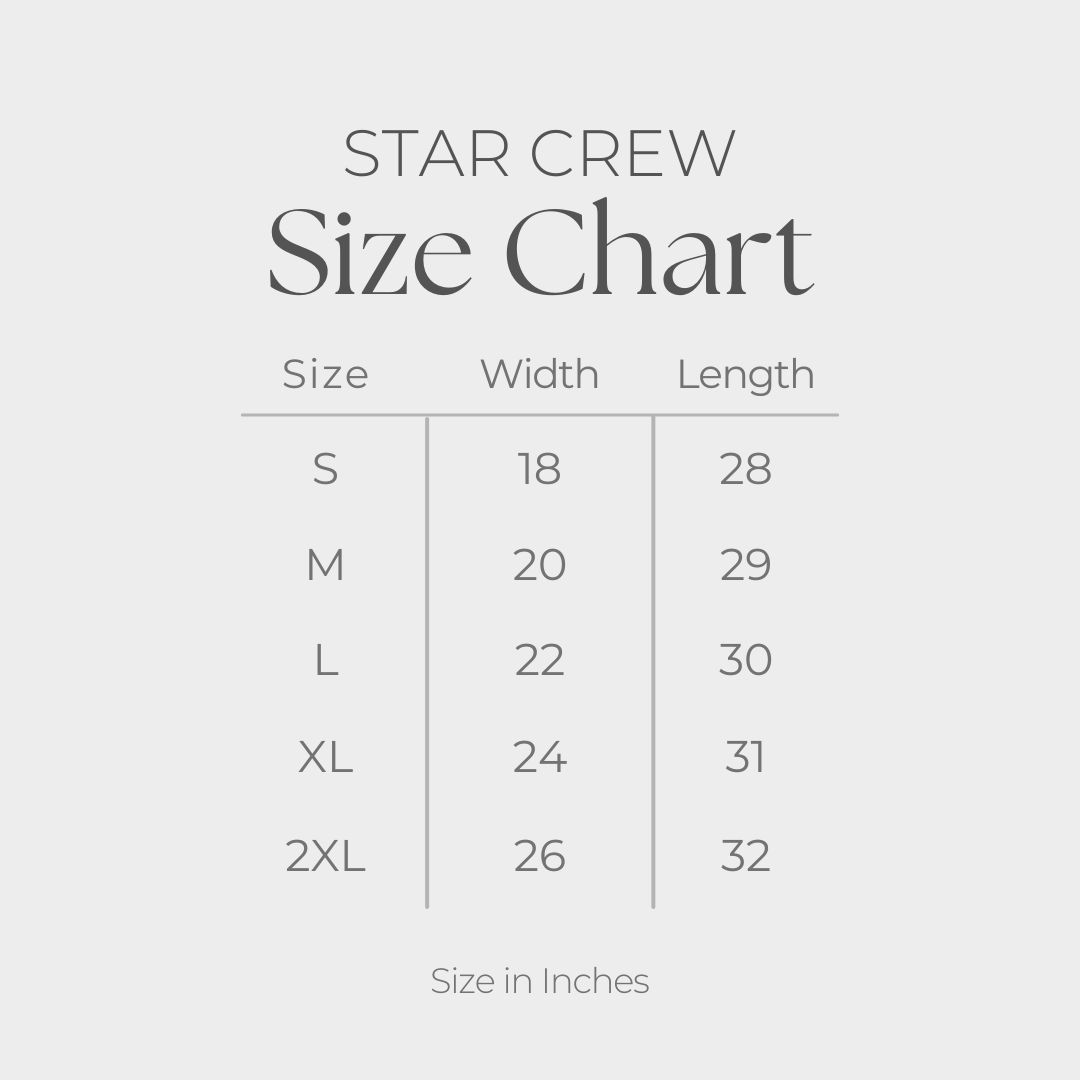 Women's Short Sleeve Star Tee - size guide