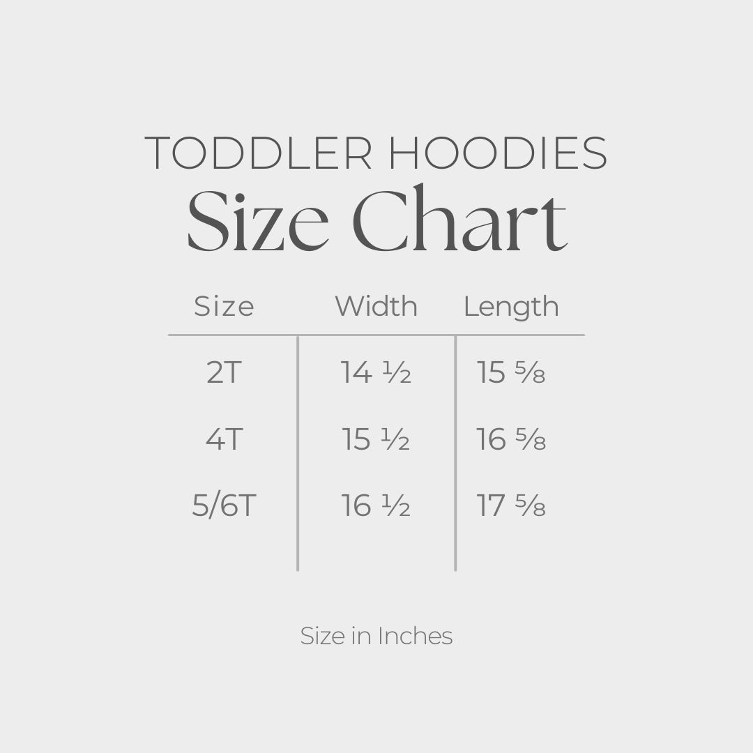 Toddler Hoodie - size guide