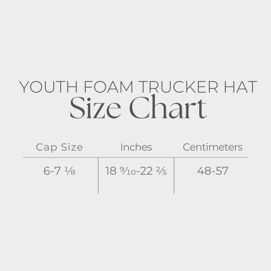 Youth Graphic Foam Trucker Hat - size guide