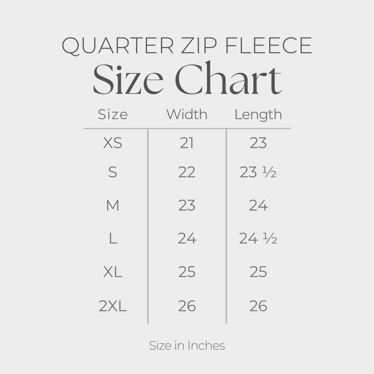 Women's Quarter Zip Fleece Graphic Sweatshirt - size guide