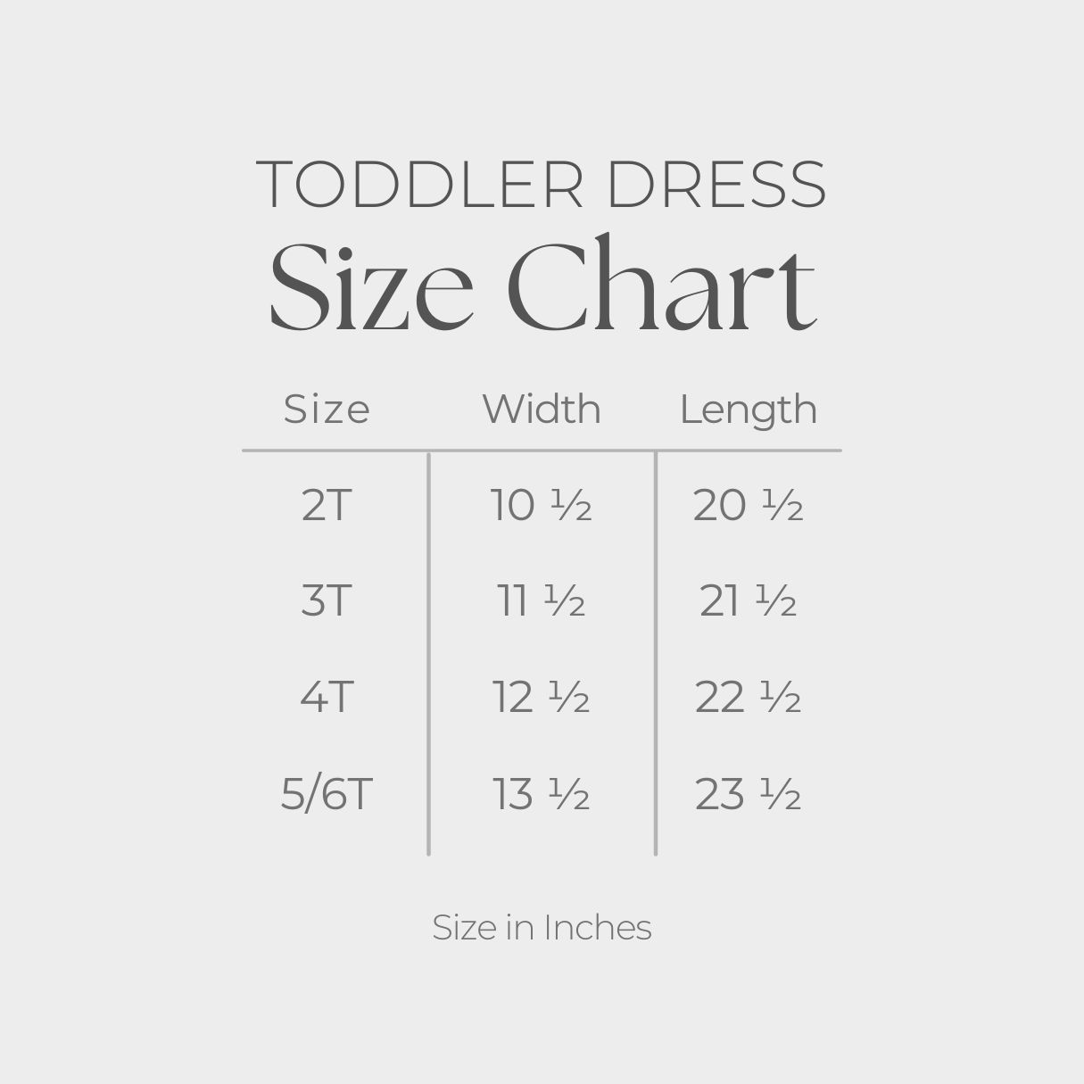 Toddler Girl's Graphic Dress - size guide