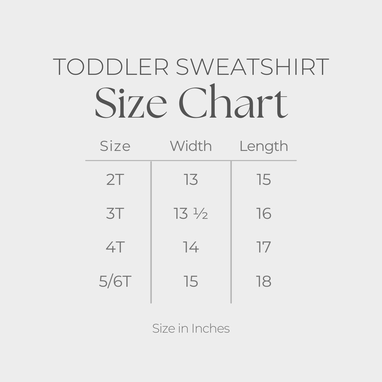 Toddler Graphic Sweatshirt - size guide