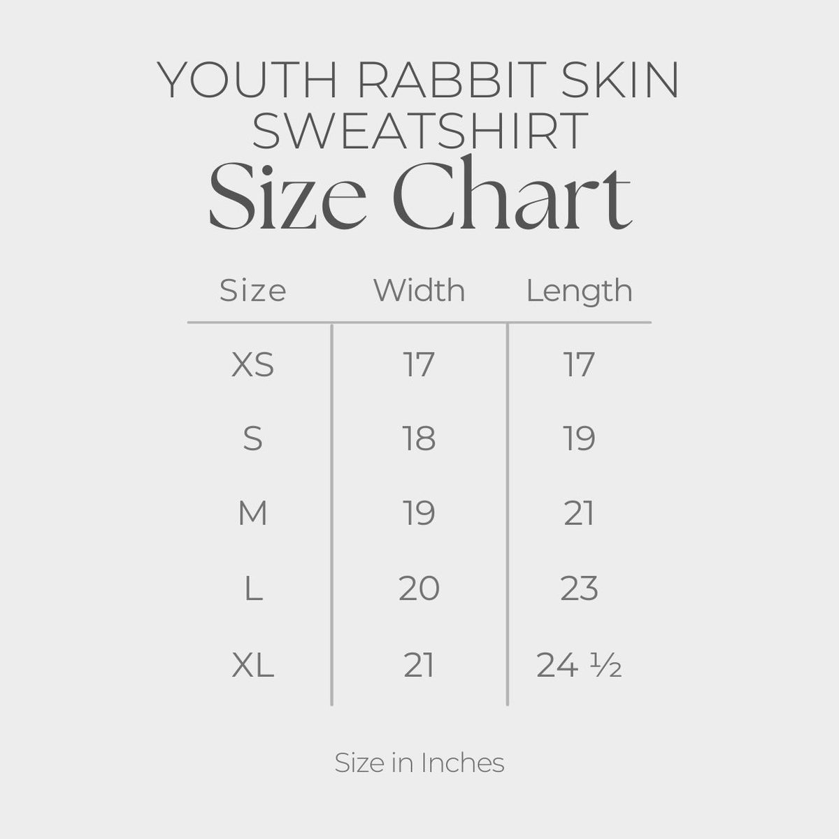 Youth Graphic Sweatshirt - size guide