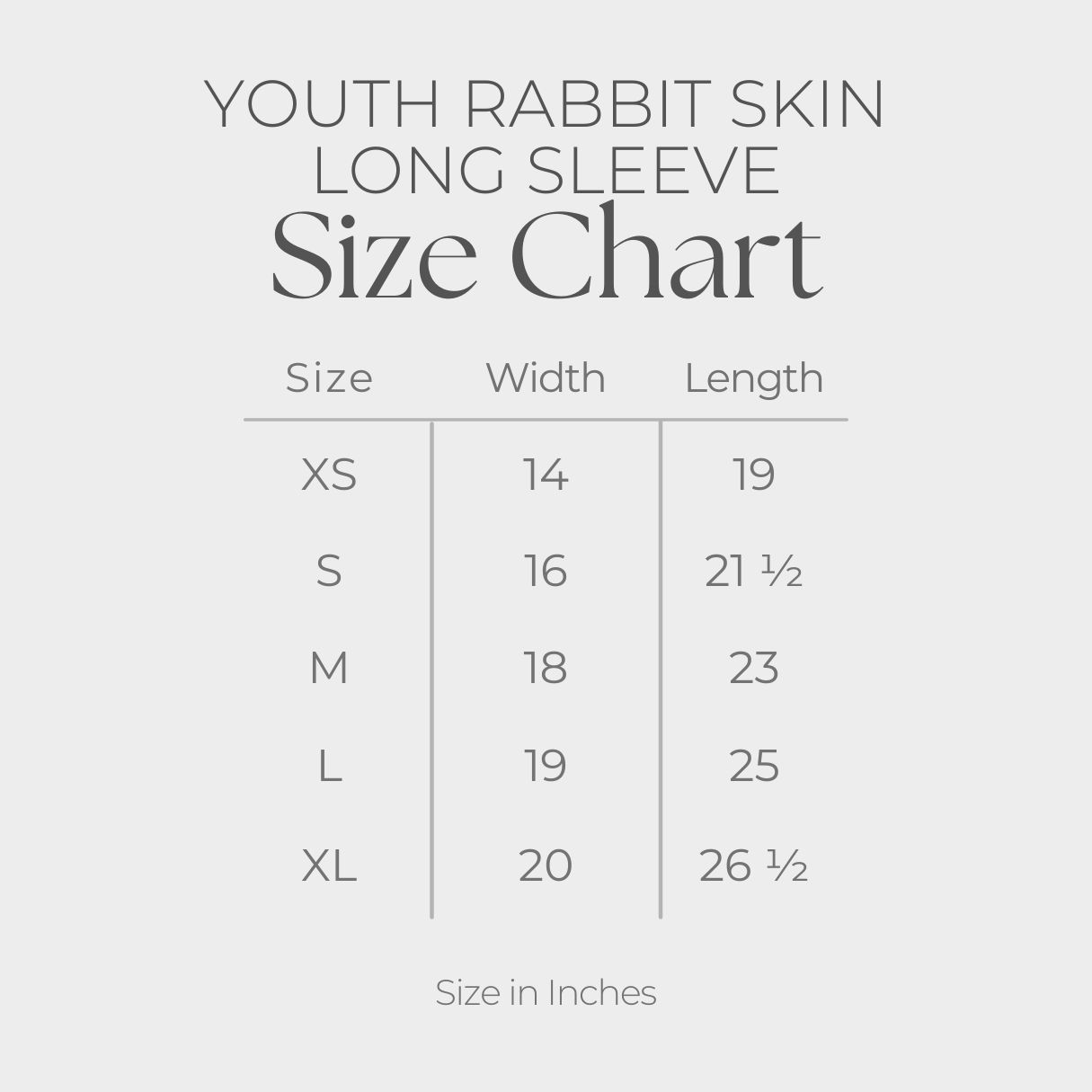 Youth Long Sleeve Graphic T-Shirt - size guide