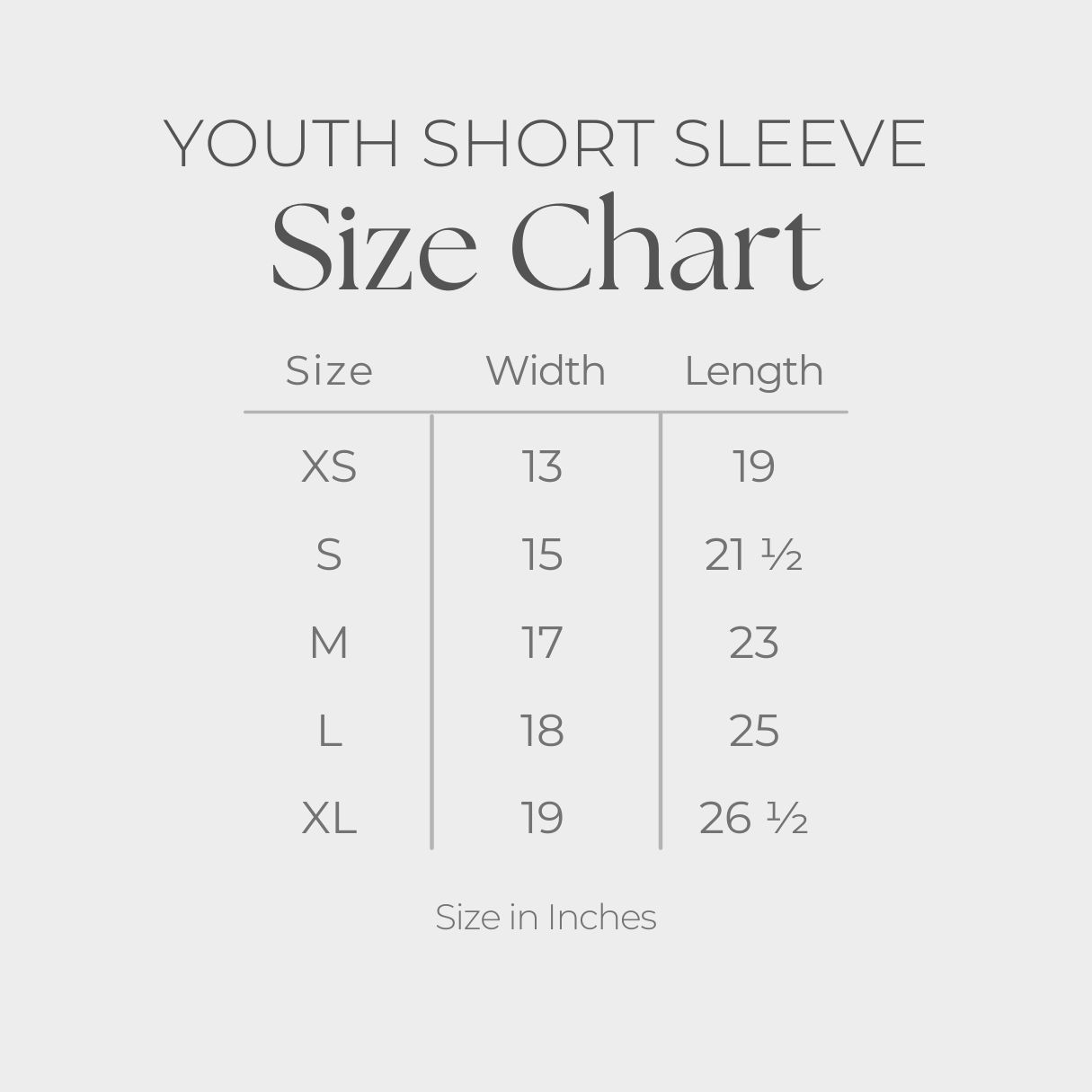 Youth Short Sleeve Graphic T-Shirt - size guide