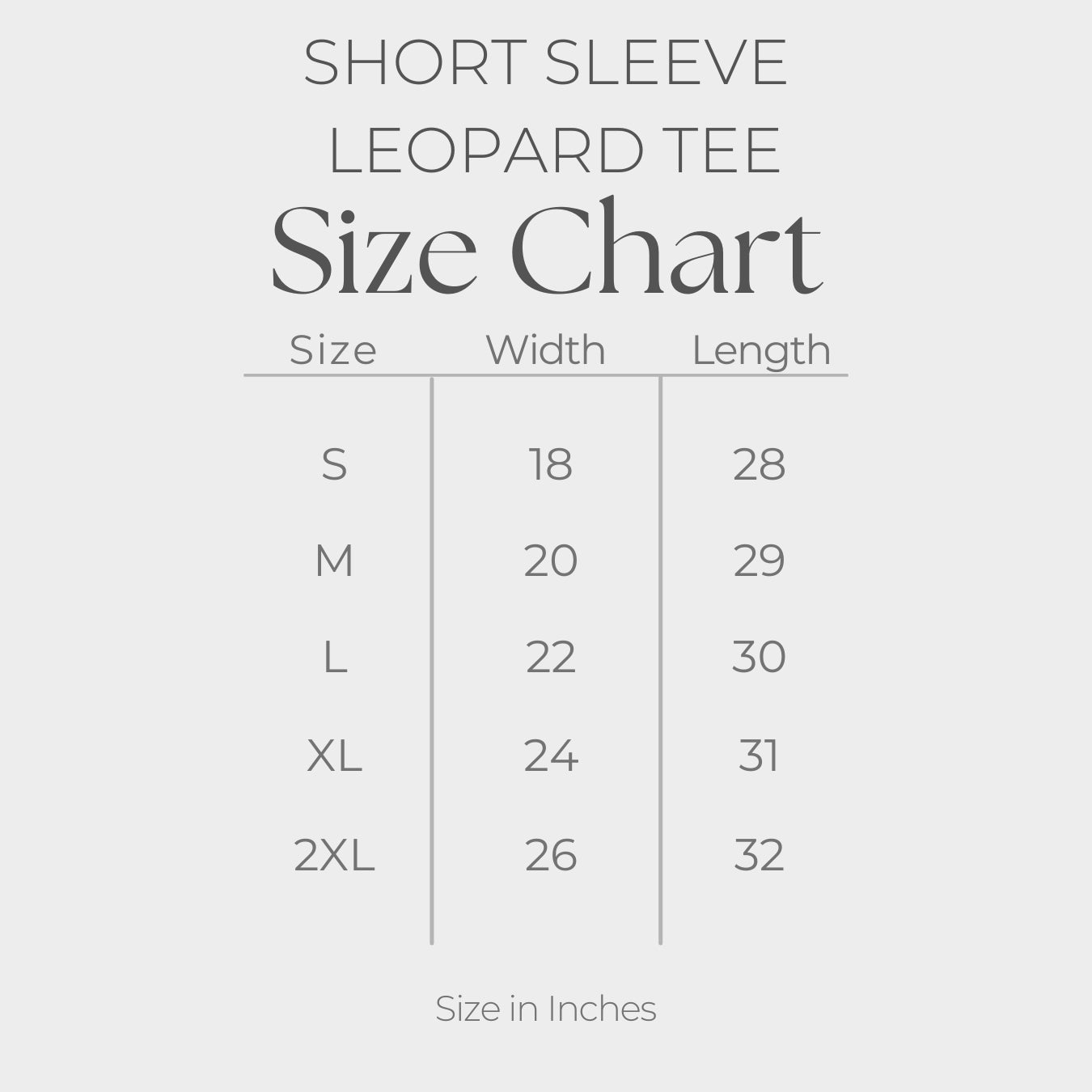 Women's Leopard Print Tee - size guide