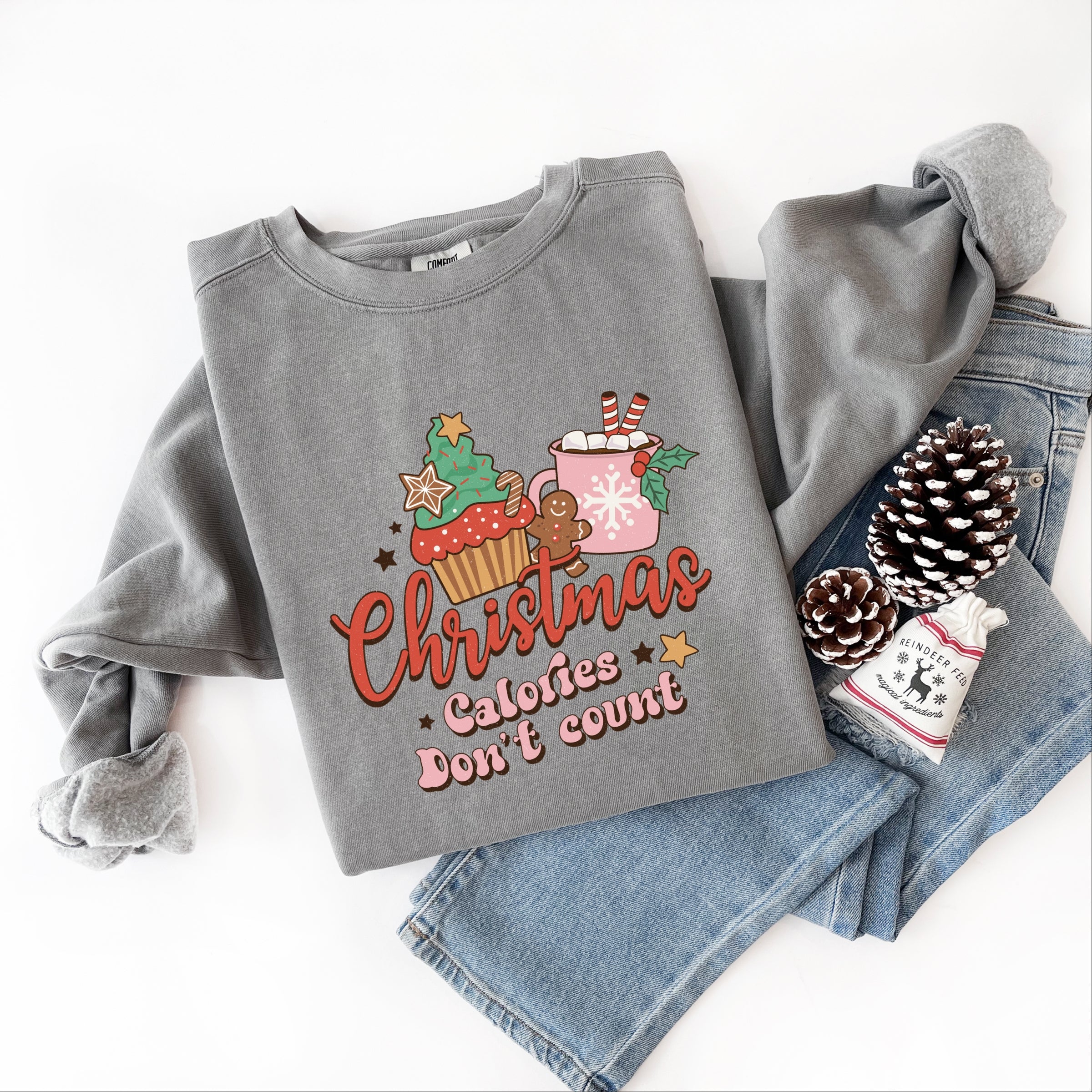 Christmas Calories Don't Count - Women's Garment Dyed Graphic Sweatshirt