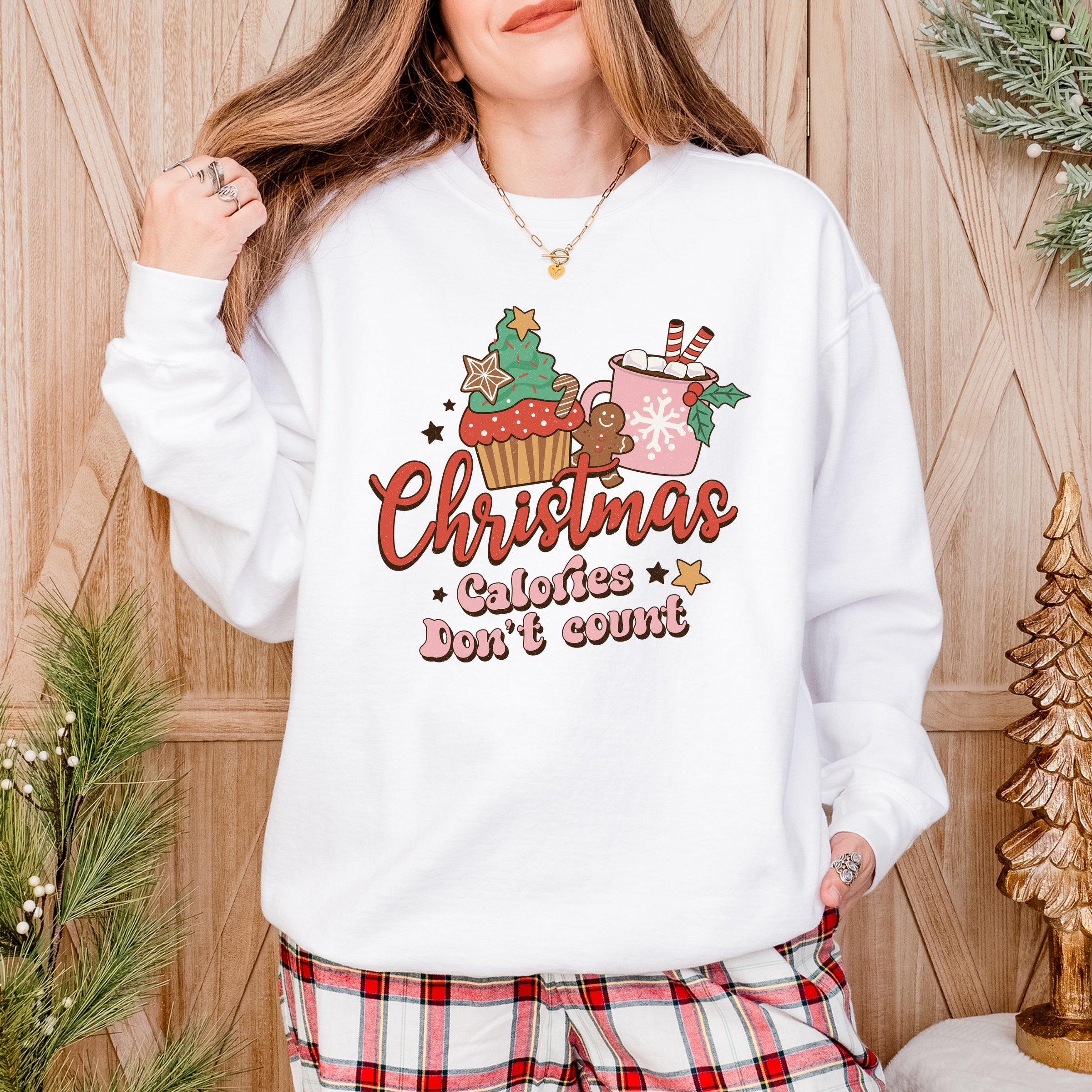 Christmas Calories Don't Count - Women's Garment Dyed Graphic Sweatshirt