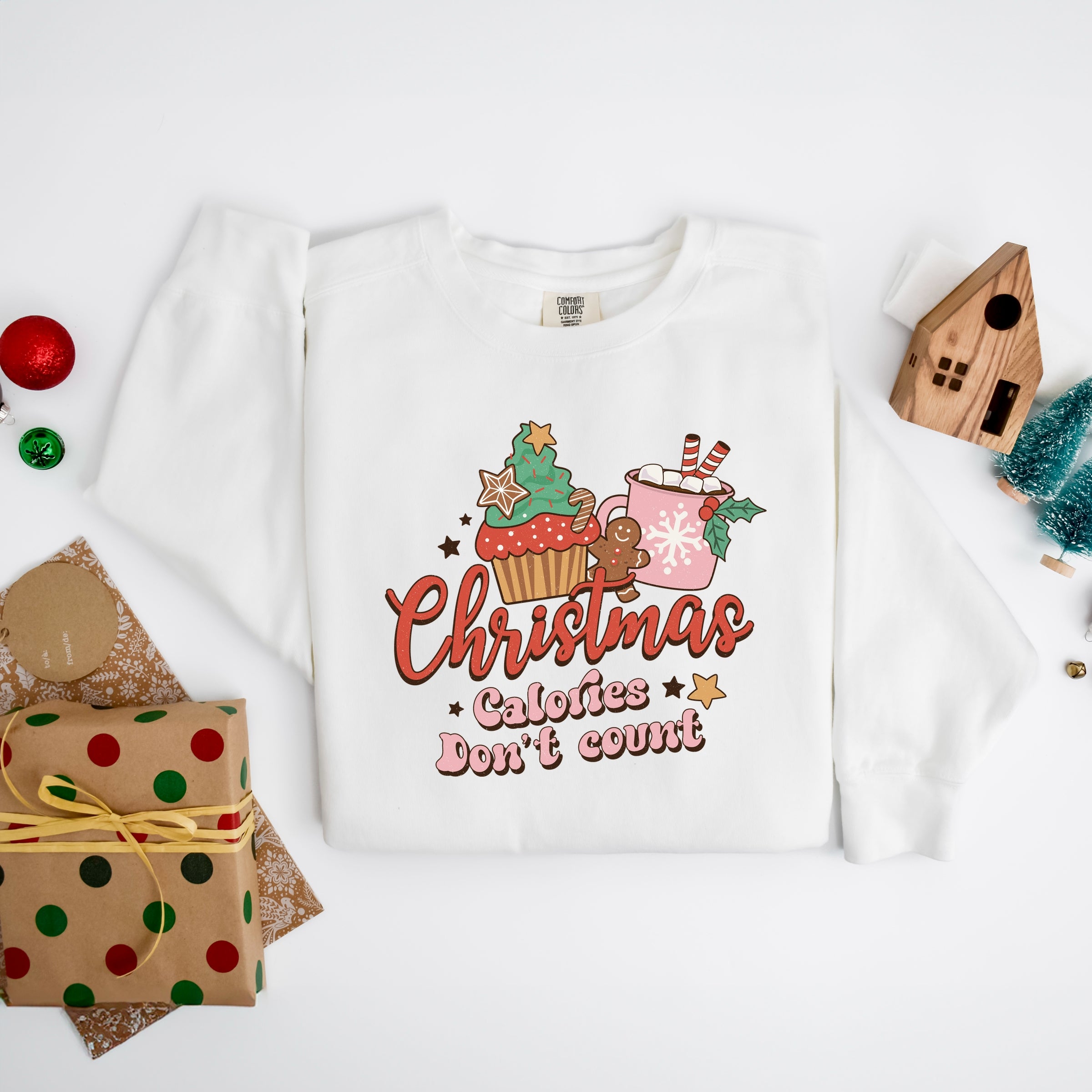 Christmas Calories Don't Count - Women's Garment Dyed Graphic Sweatshirt