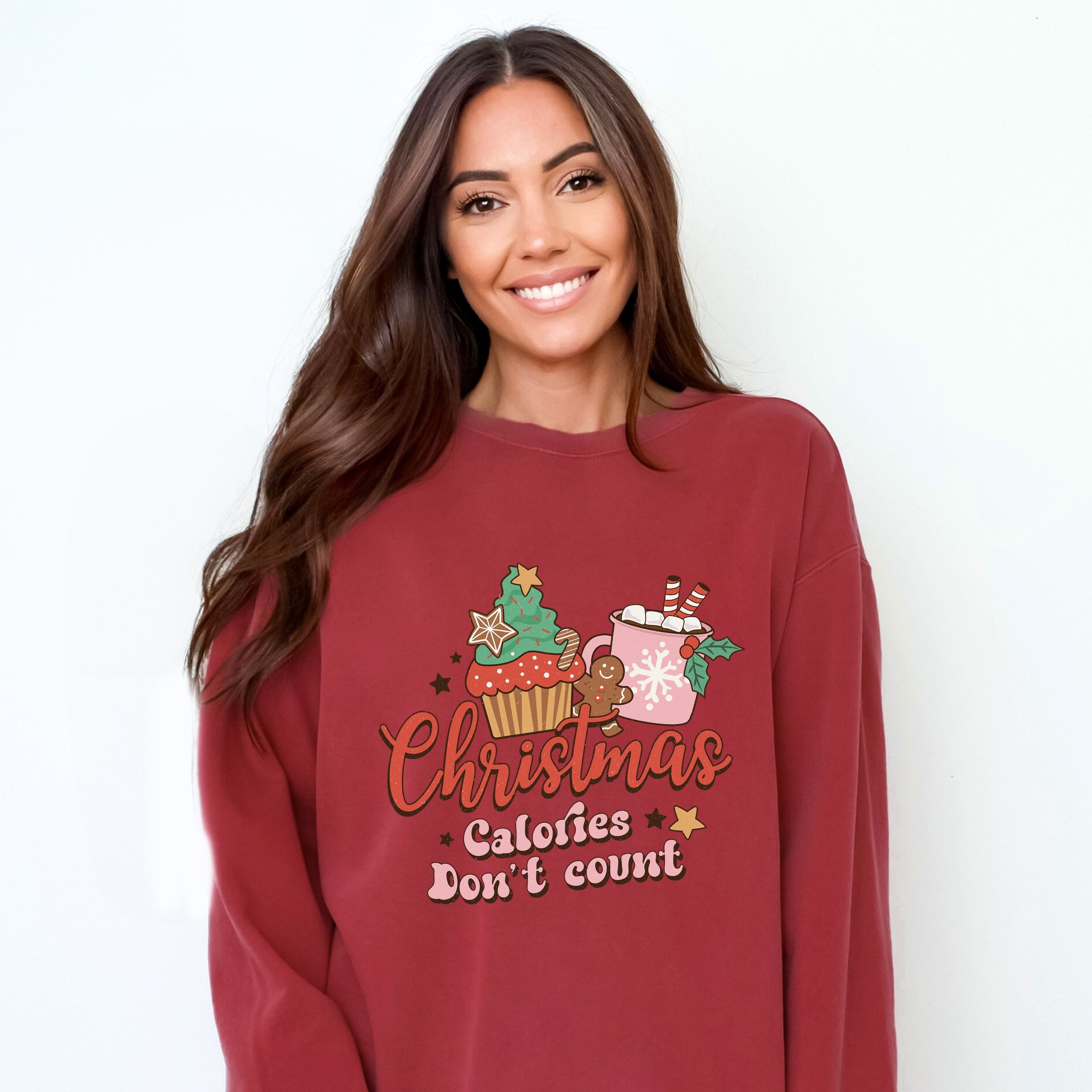 Christmas Calories Don't Count - Women's Garment Dyed Graphic Sweatshirt