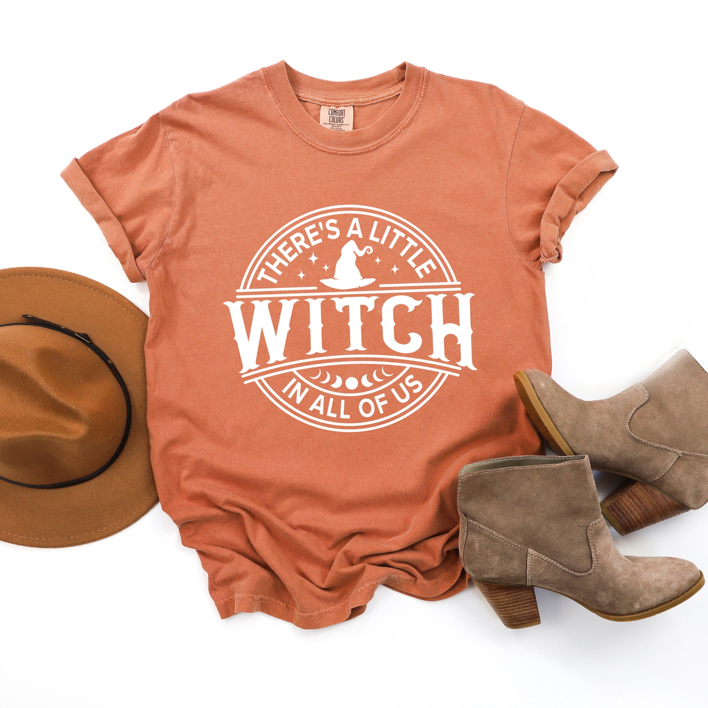 A Little Witch In All Of Us - Womens Garment Dyed Graphic T-Shirt