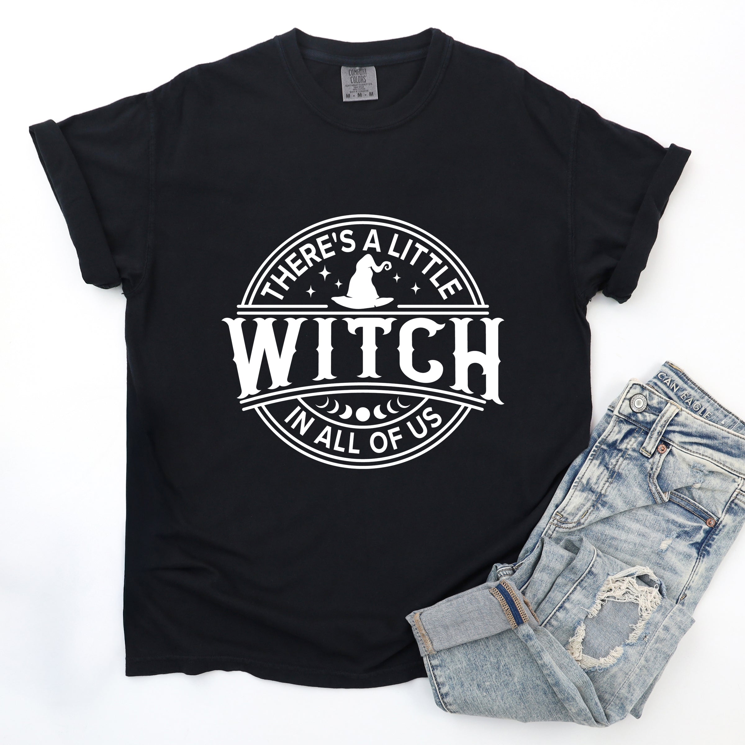 A Little Witch In All Of Us - Womens Garment Dyed Graphic T-Shirt