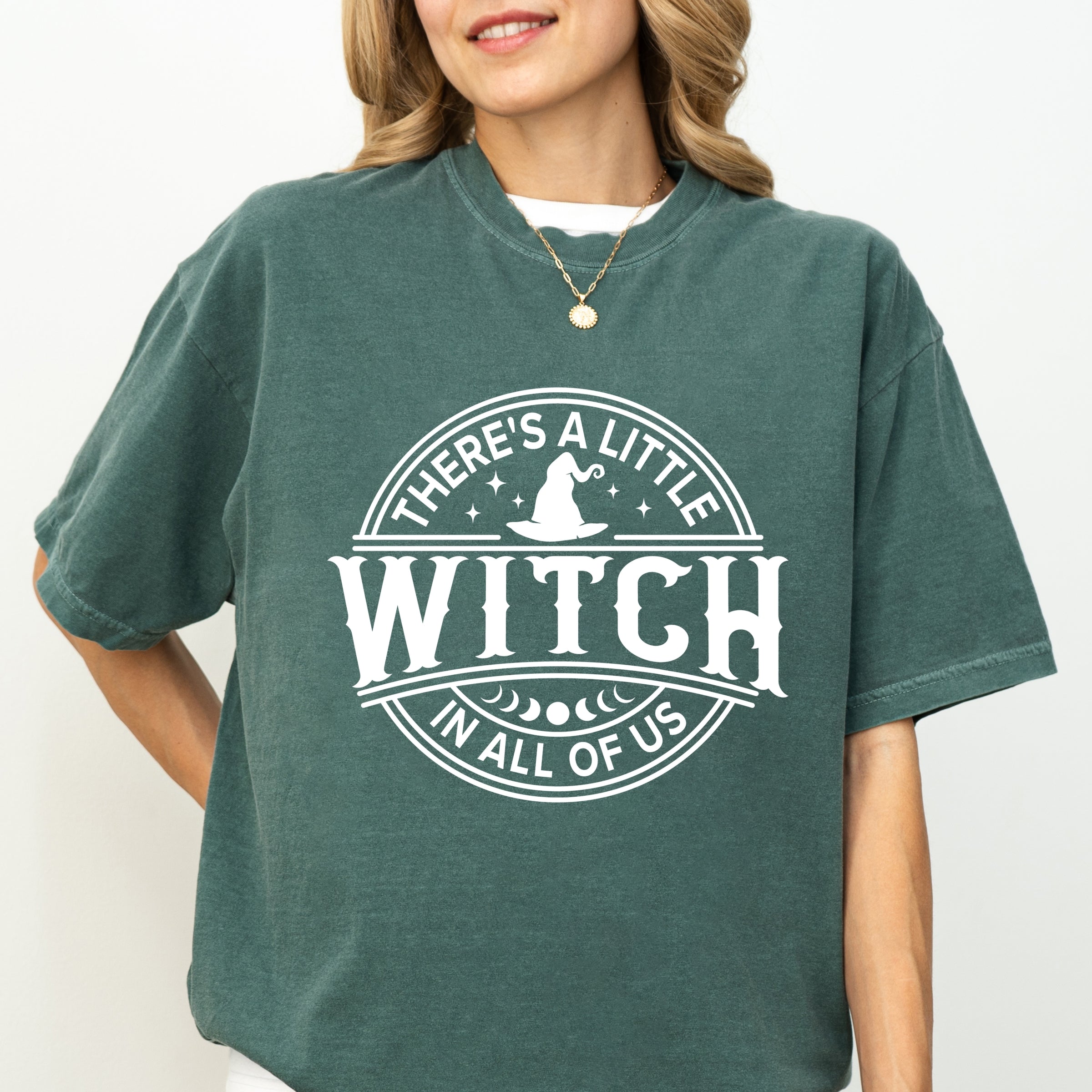 A Little Witch In All Of Us - Womens Garment Dyed Graphic T-Shirt