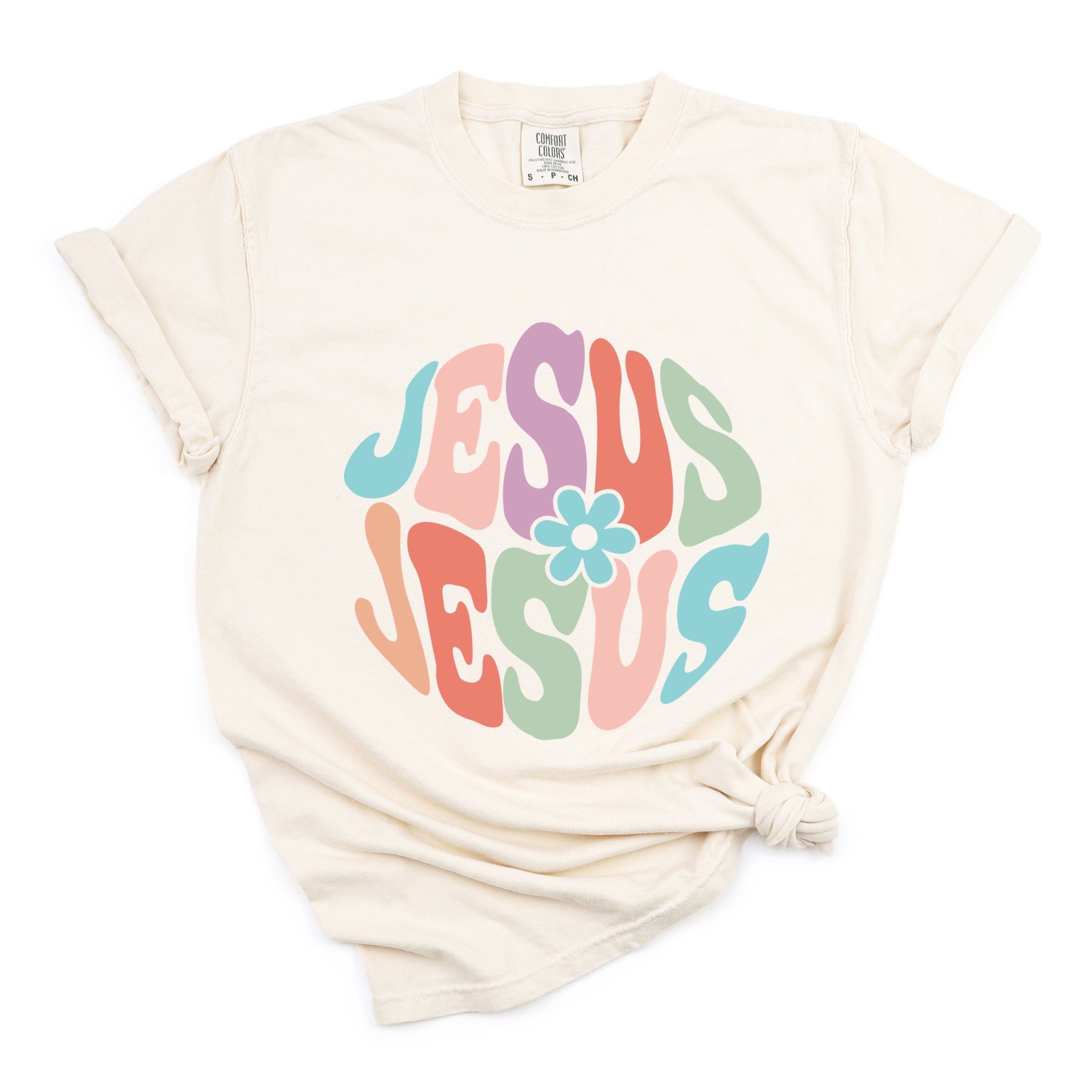 Jesus Flowers - Women's Garment Dyed Graphic T-Shirt