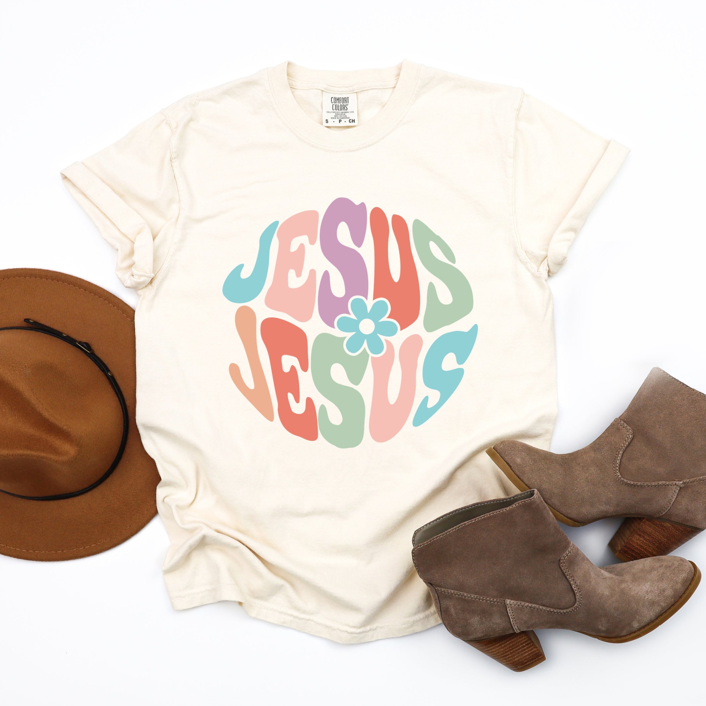 Jesus Flowers - Women's Garment Dyed Graphic T-Shirt