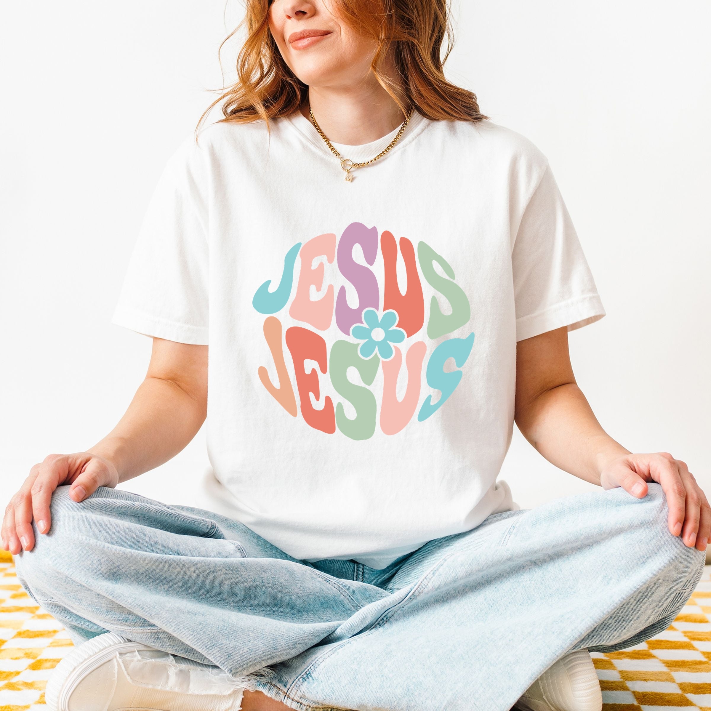 Jesus Flowers - Women's Garment Dyed Graphic T-Shirt