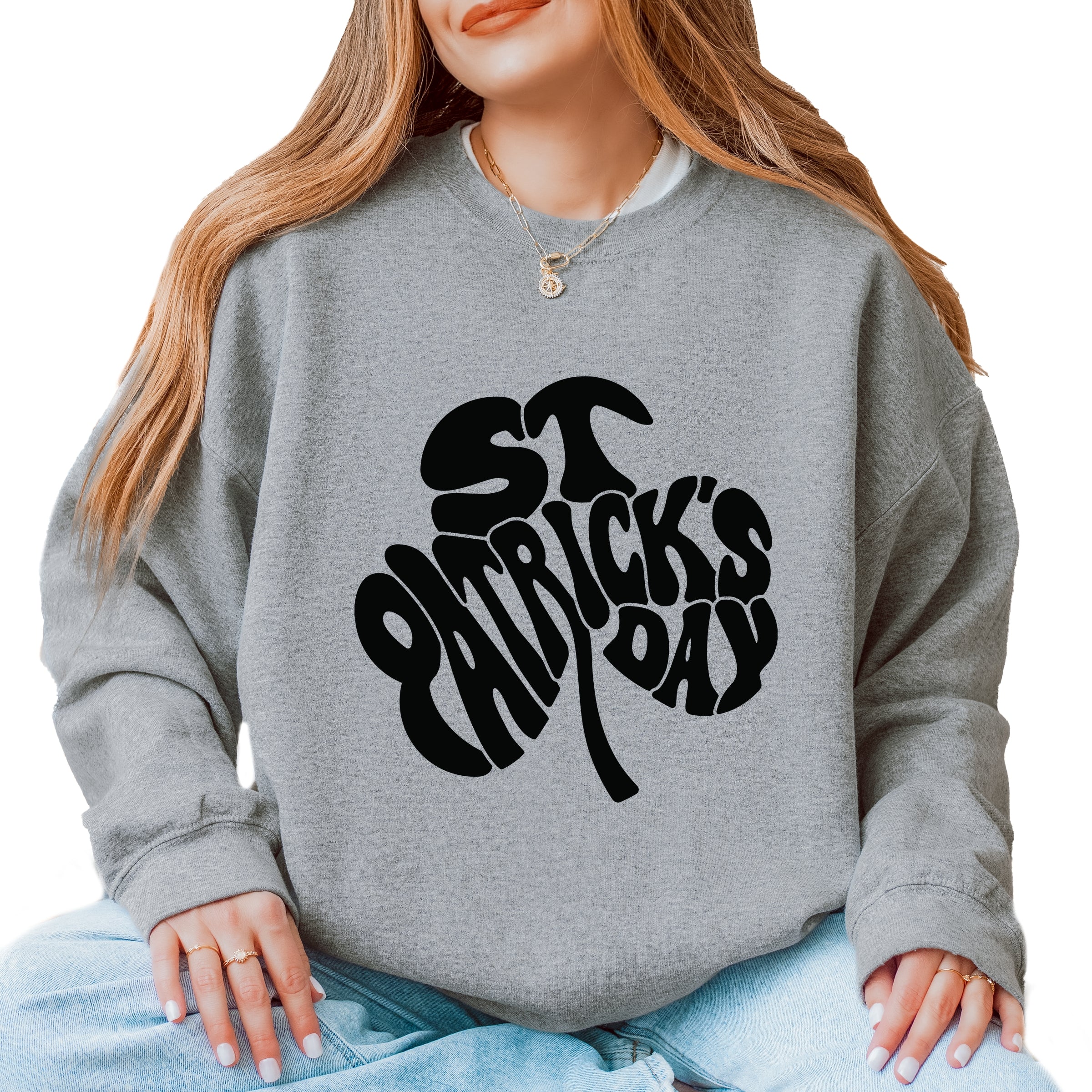 St. Patrick's Day Word Shamrock -  Womens Graphic Sweatshirt