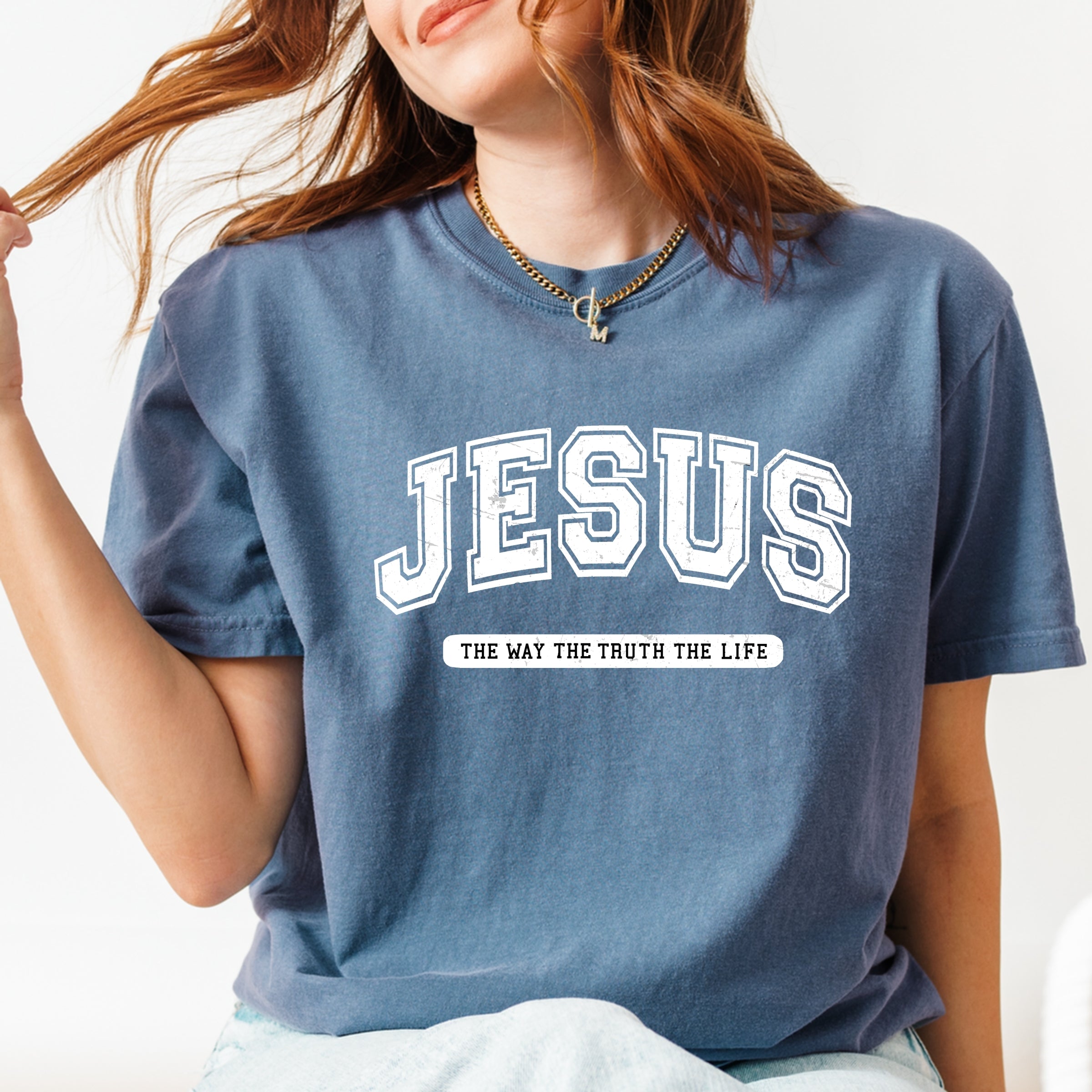Jesus Varsity - Women's Garment Dyed Graphic T-Shirt