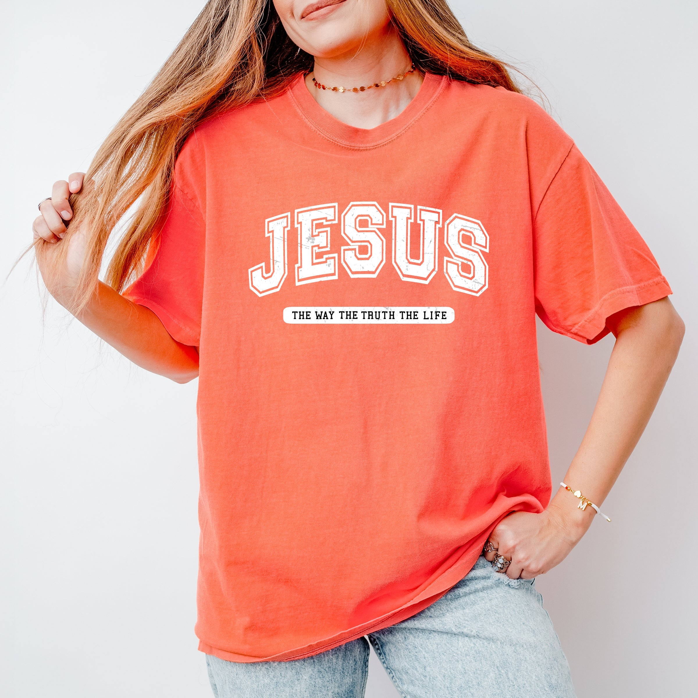 Jesus Varsity - Women's Garment Dyed Graphic T-Shirt