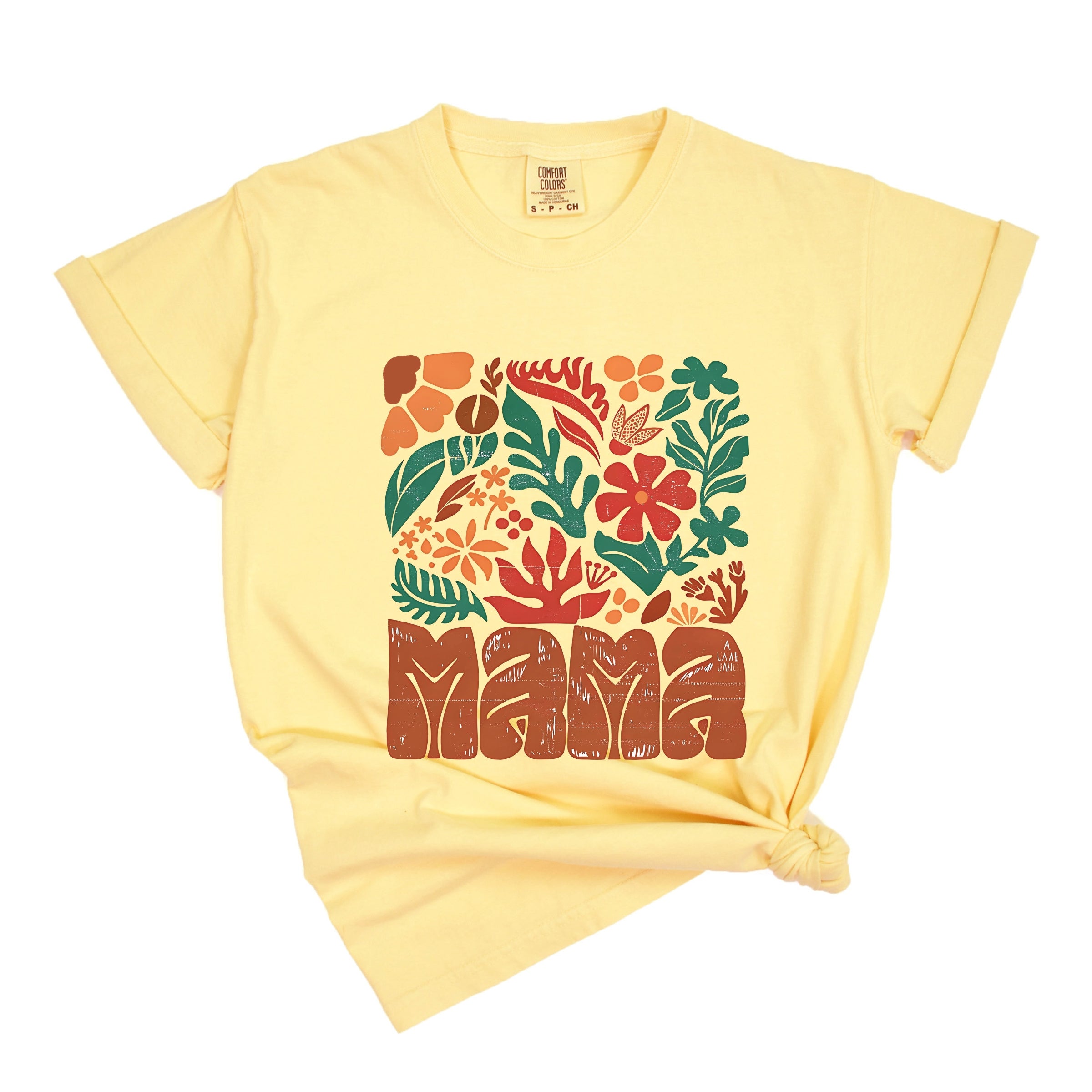 Mama Fall Floral - Women's Garment Dyed Graphic T-Shirt