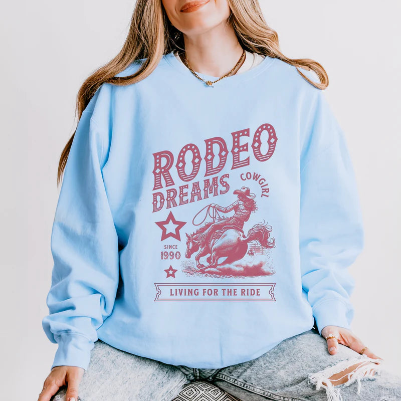 Rodeo Dreams Living For The Ride - Women's Lightweight Garment Dyed Sweatshirt