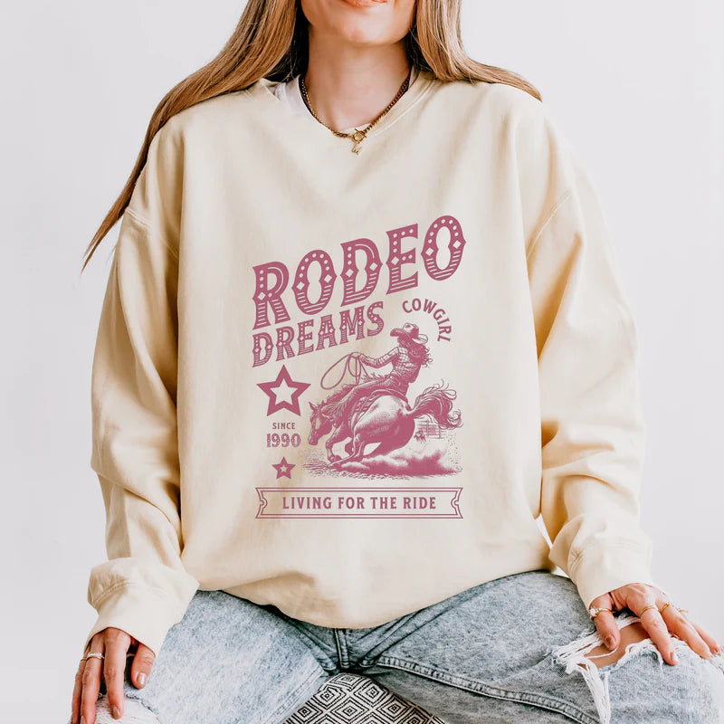 Rodeo Dreams Living For The Ride - Women's Lightweight Garment Dyed Sweatshirt