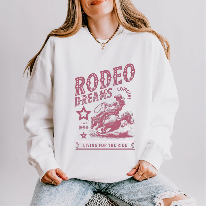 Rodeo Dreams Living For The Ride - Women's Lightweight Garment Dyed Sweatshirt