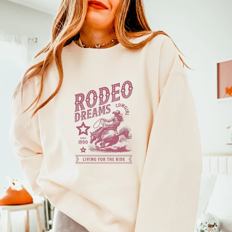 Rodeo Dreams Living For The Ride - Women's Lightweight Garment Dyed Sweatshirt