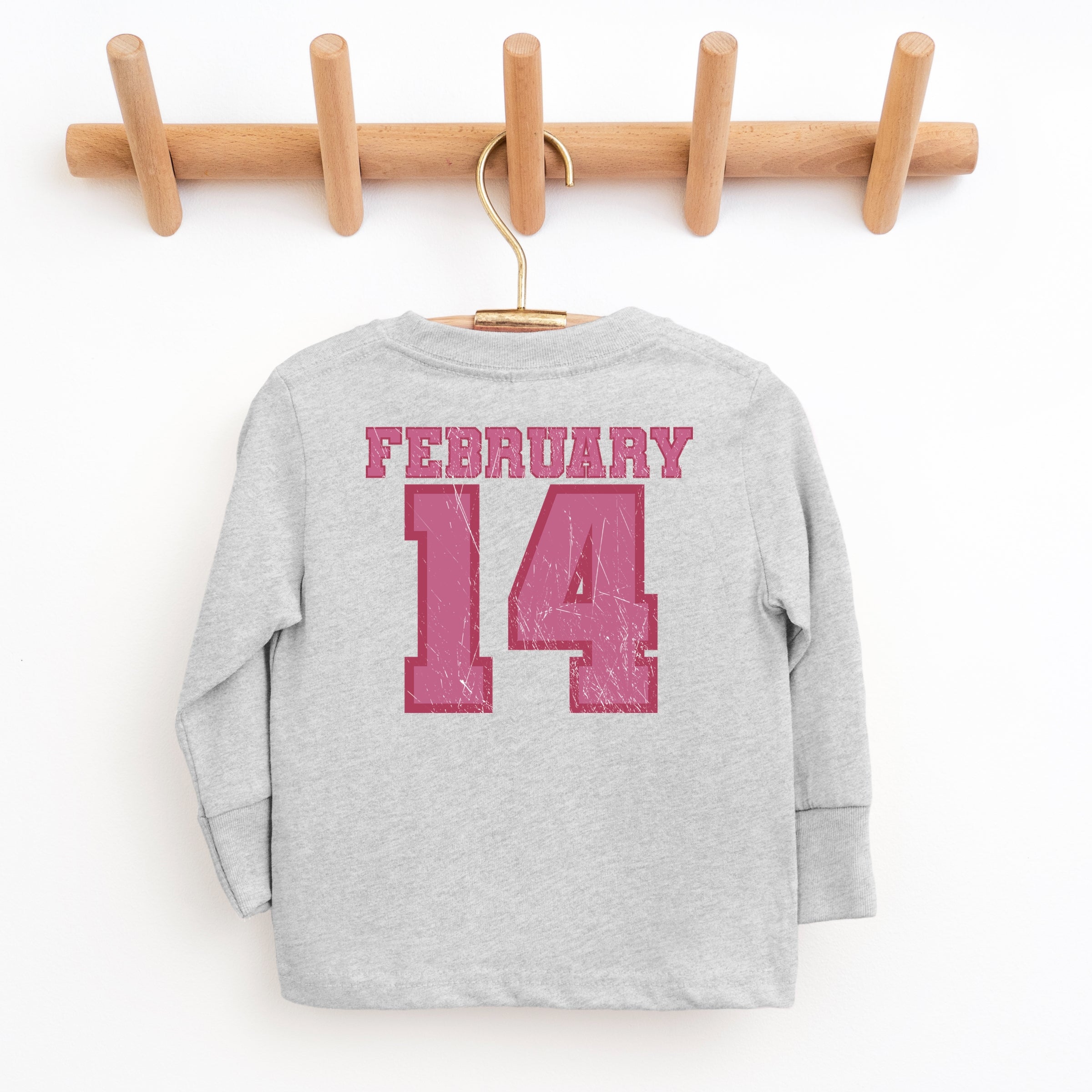 February Fourteenth Front And Back - Youth Long Sleeve Graphic T-Shirt