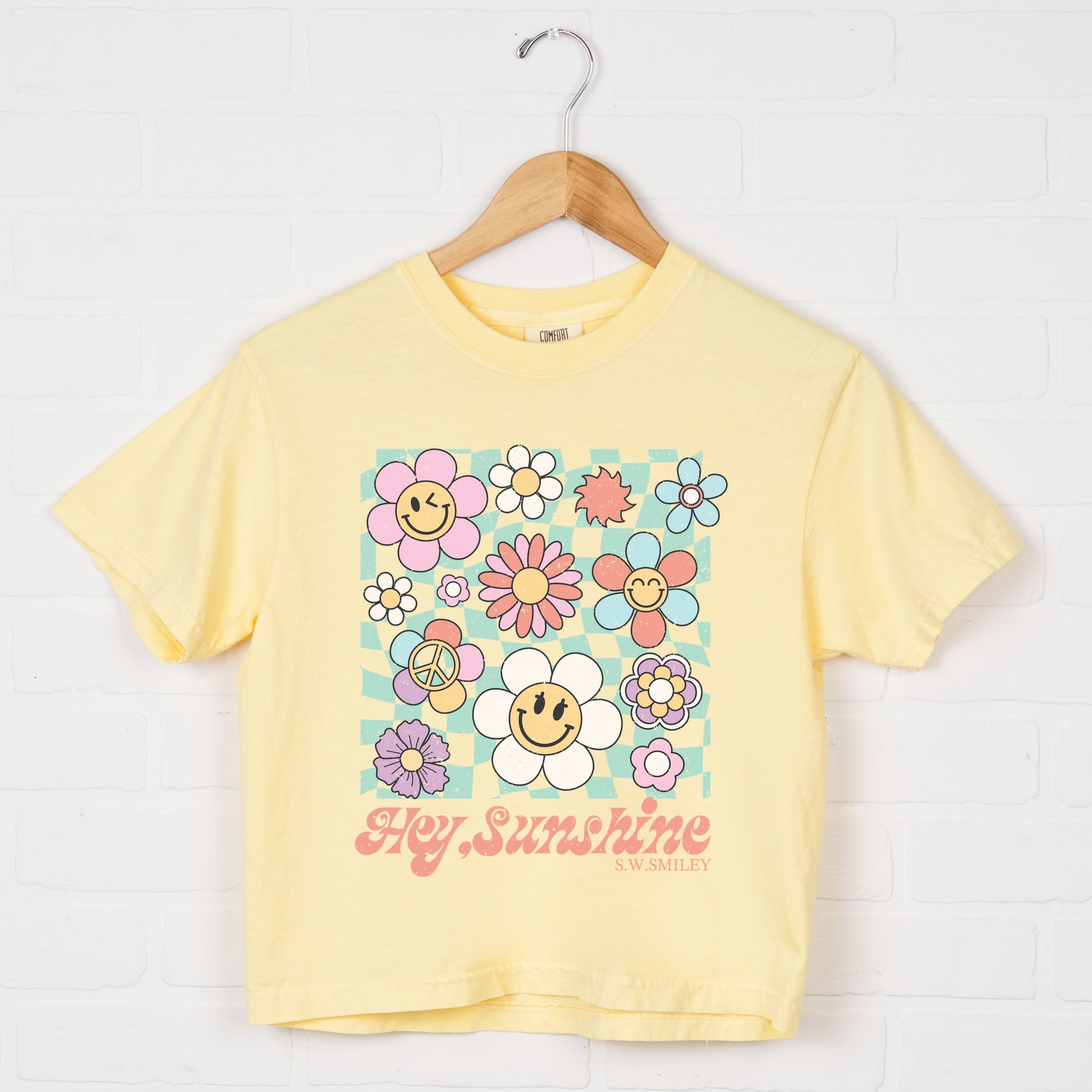 S.W.Smiley Hey Sunshine Flowers - Womens Boxy Crop Top