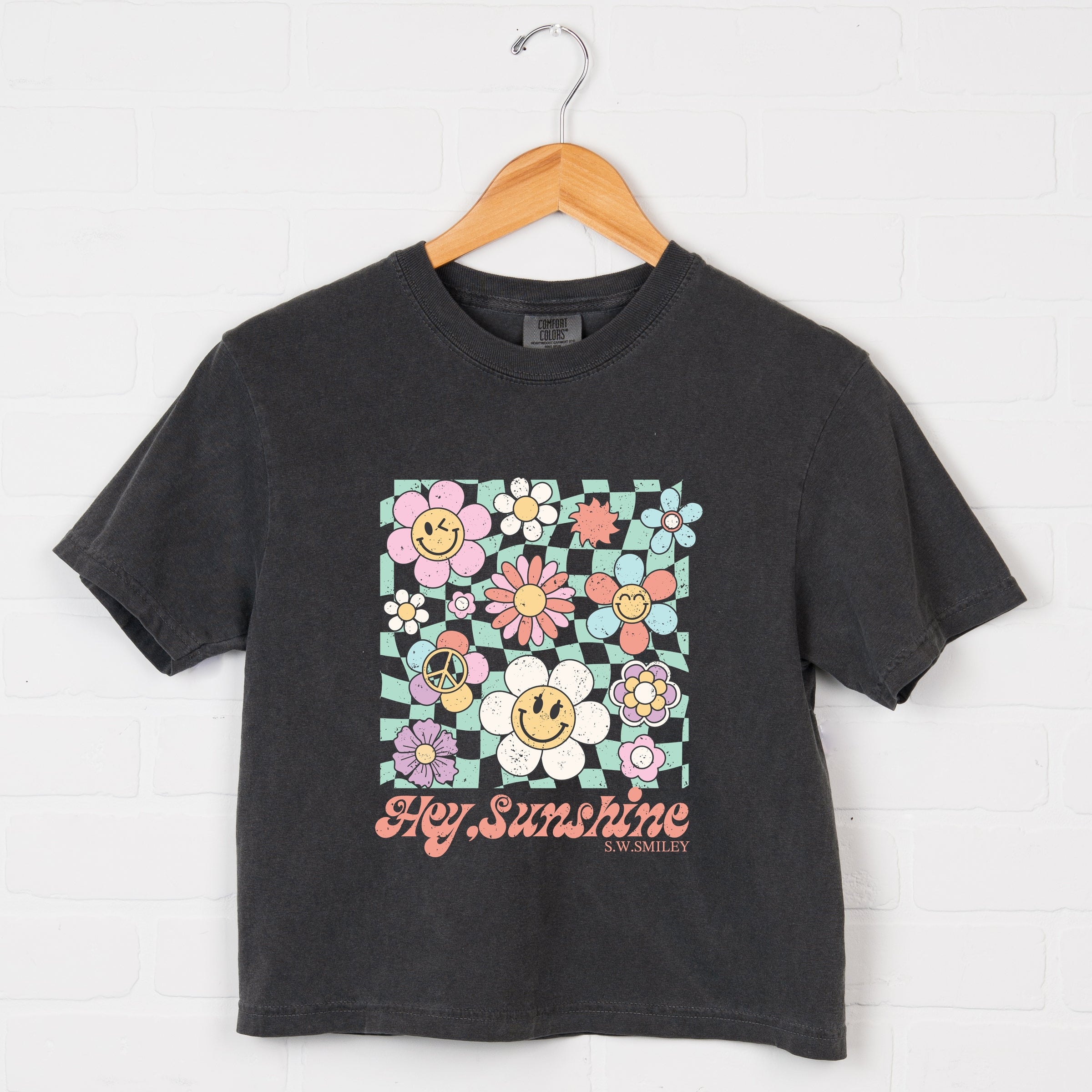 S.W.Smiley Hey Sunshine Flowers - Womens Boxy Crop Top