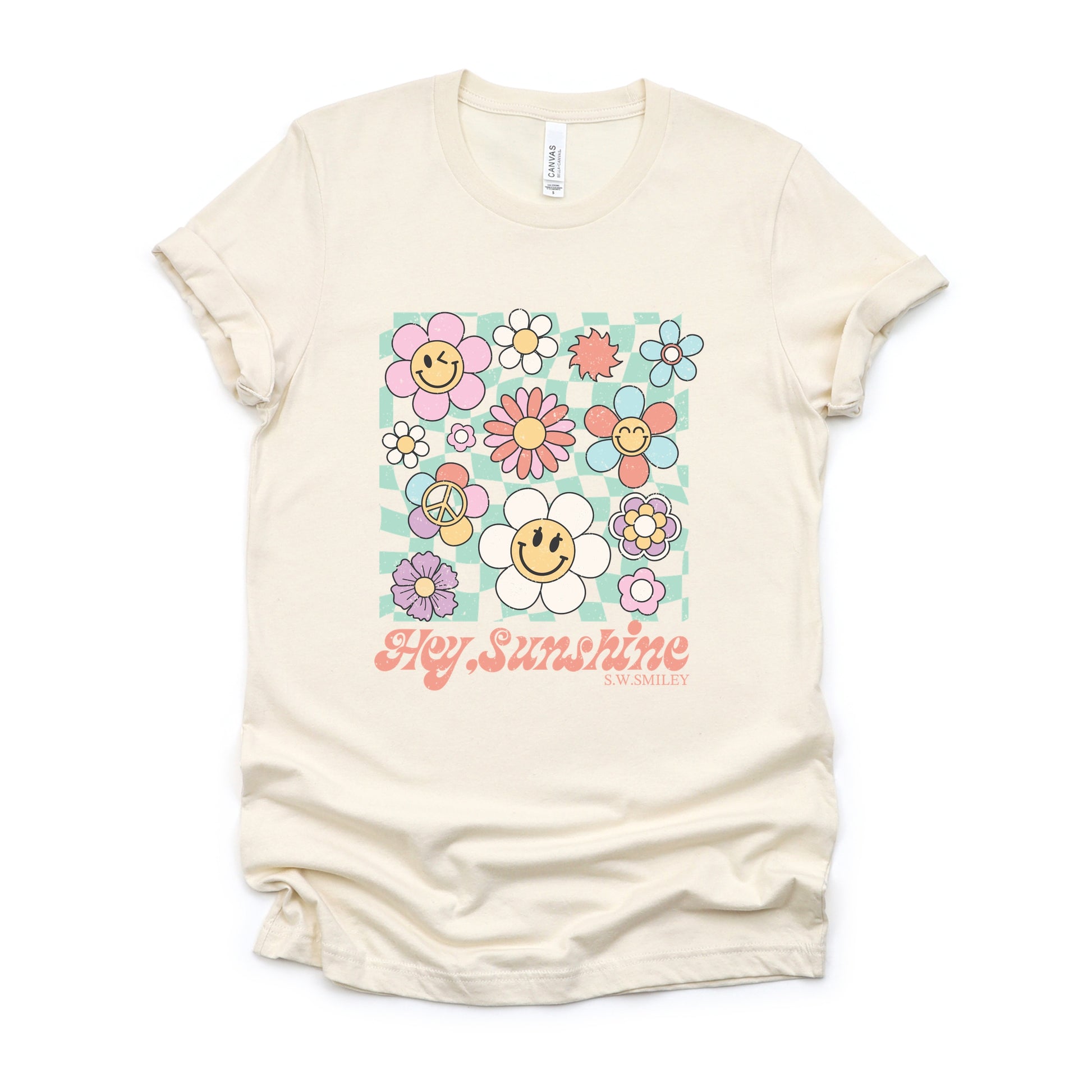 S.W.Smiley Hey Sunshine Flowers - Womens Short Sleeve Tee