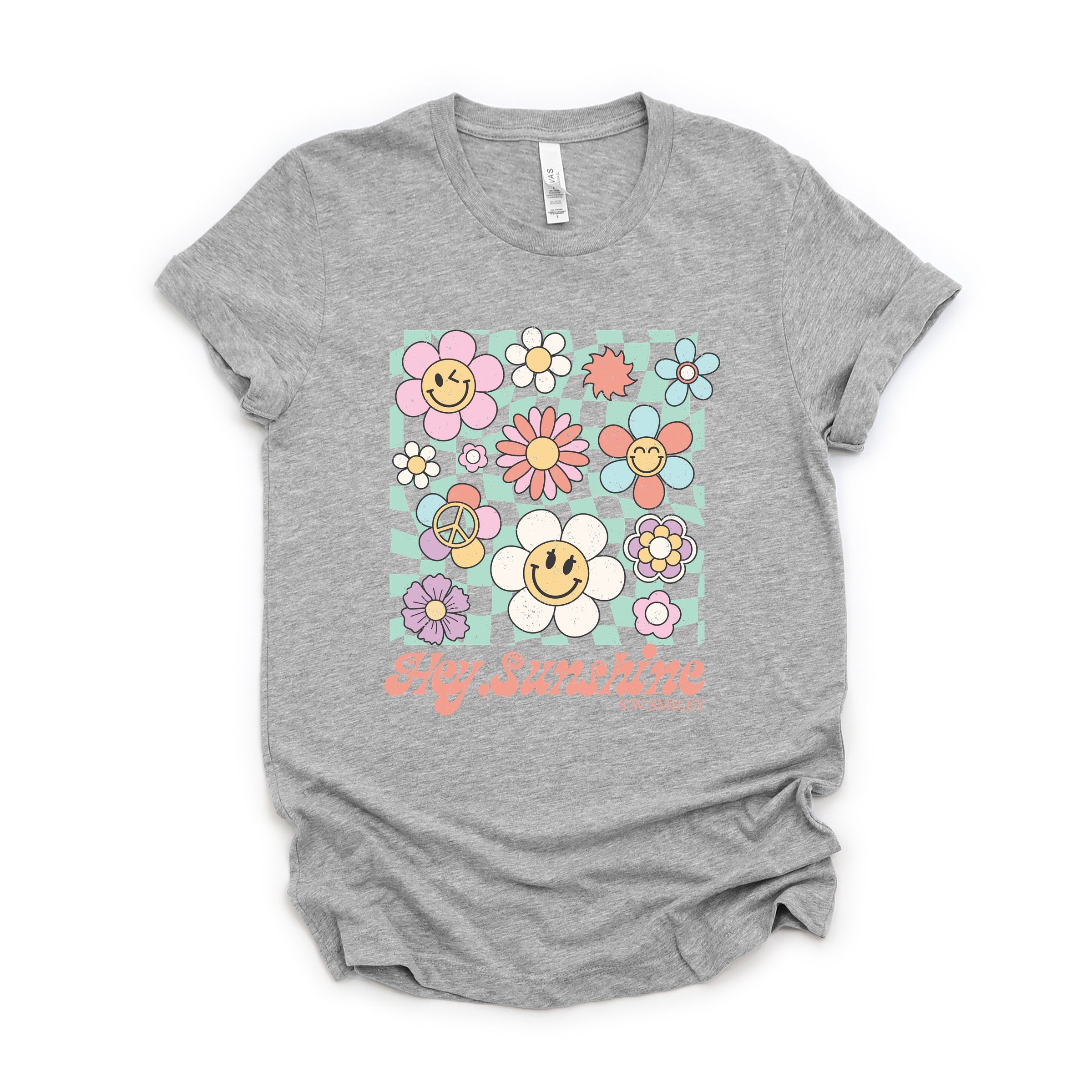 S.W.Smiley Hey Sunshine Flowers - Womens Short Sleeve Tee