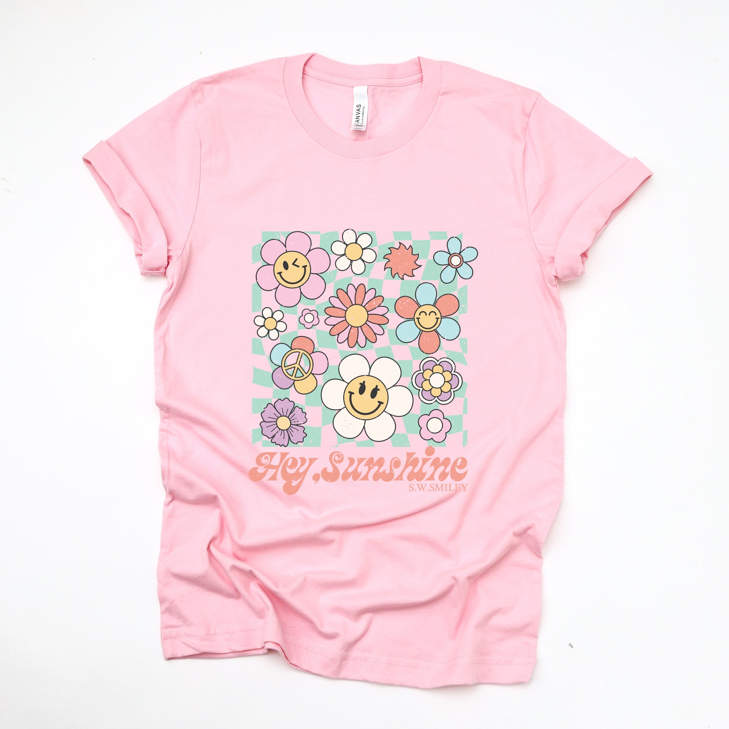 S.W.Smiley Hey Sunshine Flowers - Womens Short Sleeve Tee