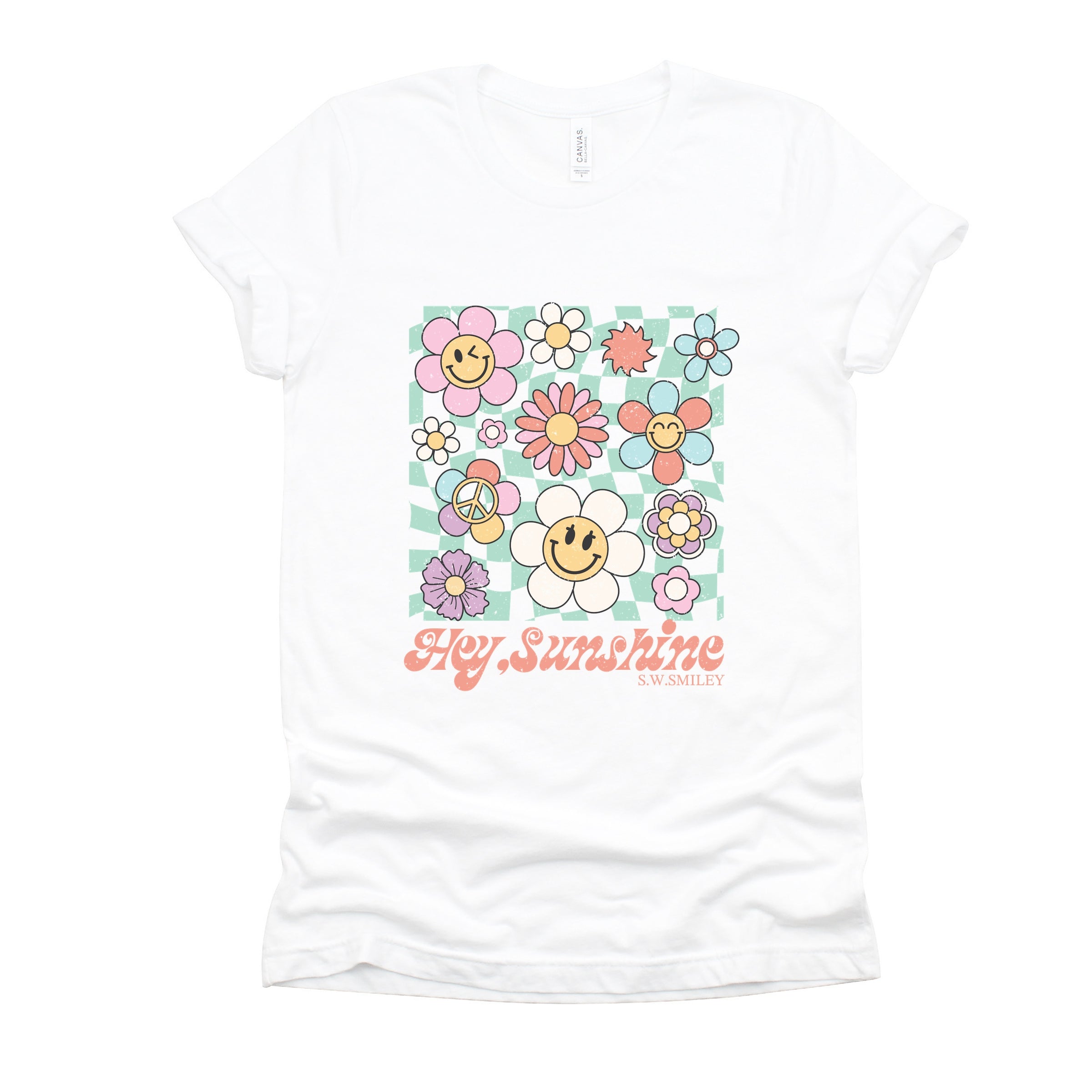 S.W.Smiley Hey Sunshine Flowers - Womens Short Sleeve Tee