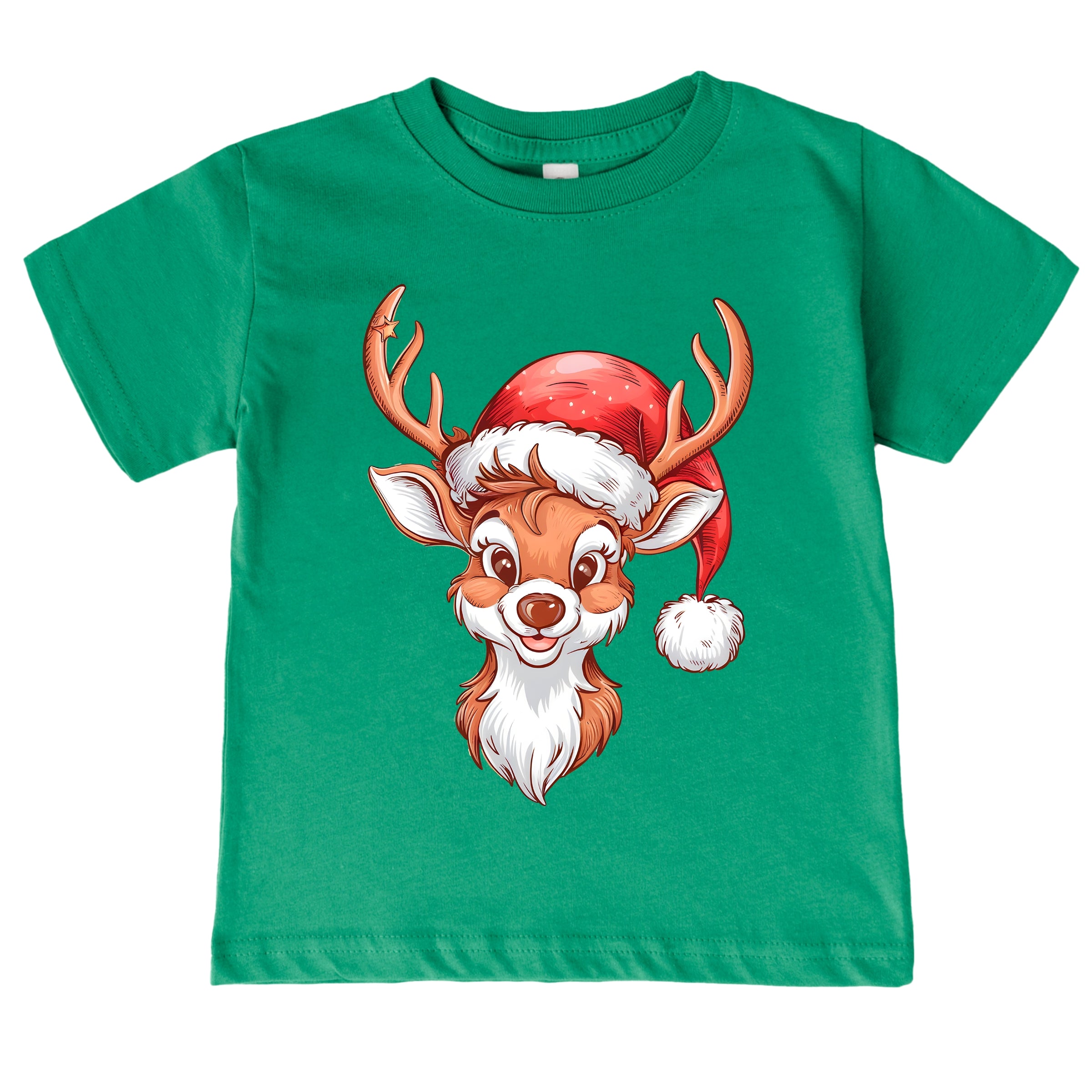 Cute Reindeer Head - Toddler Short Sleeve Graphic T-Shirt