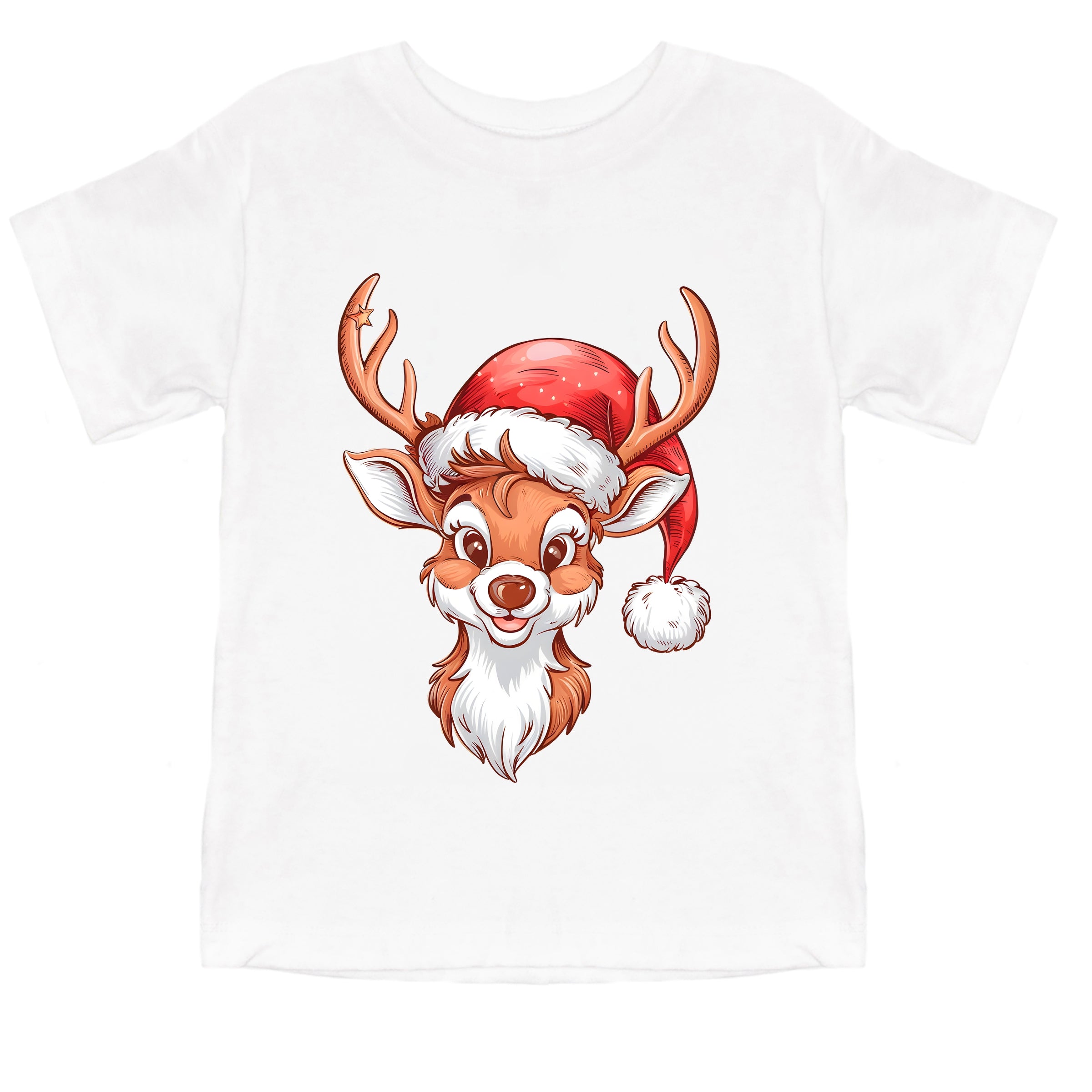 Cute Reindeer Head - Toddler Short Sleeve Graphic T-Shirt