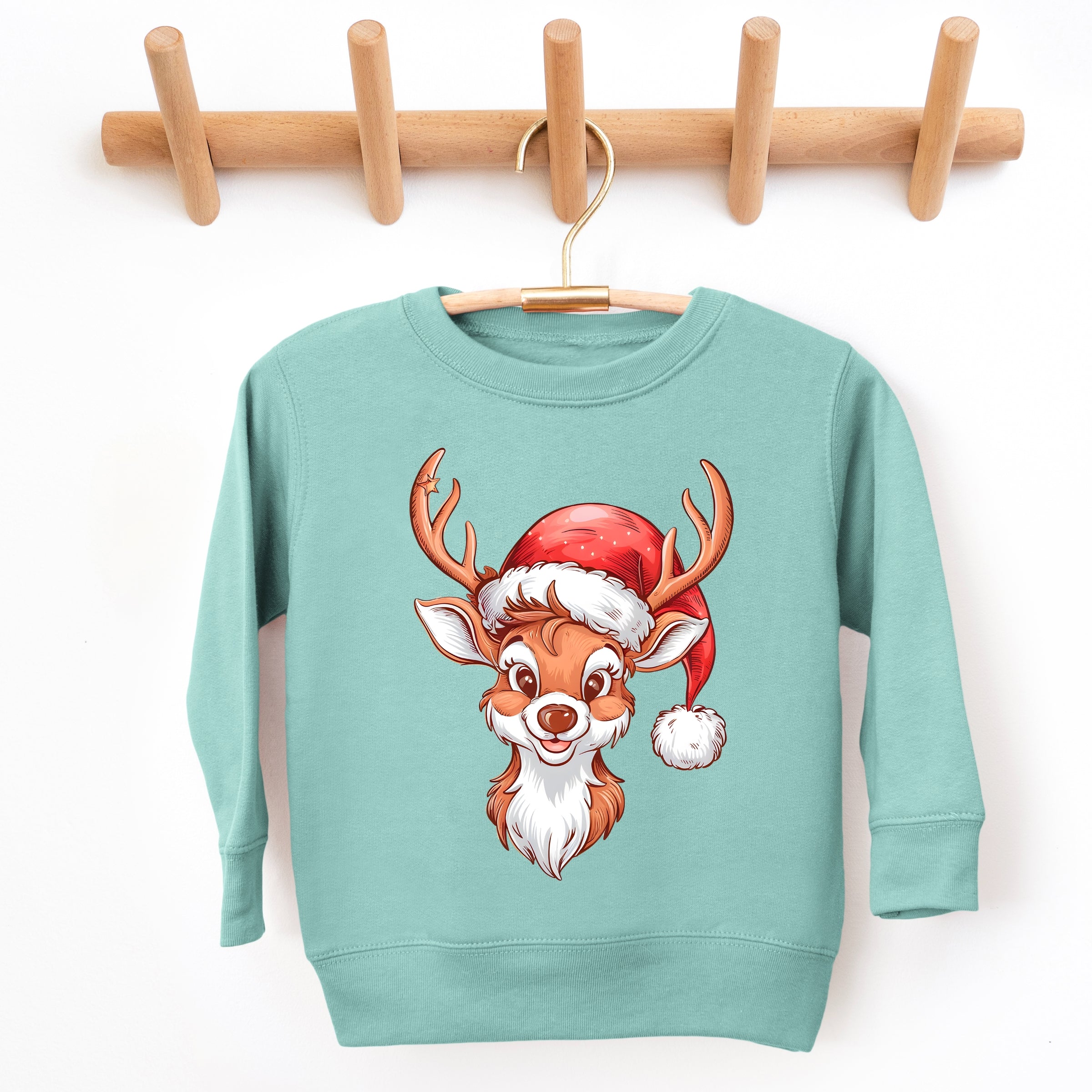 Cute Reindeer Head - Toddler Graphic Sweatshirt