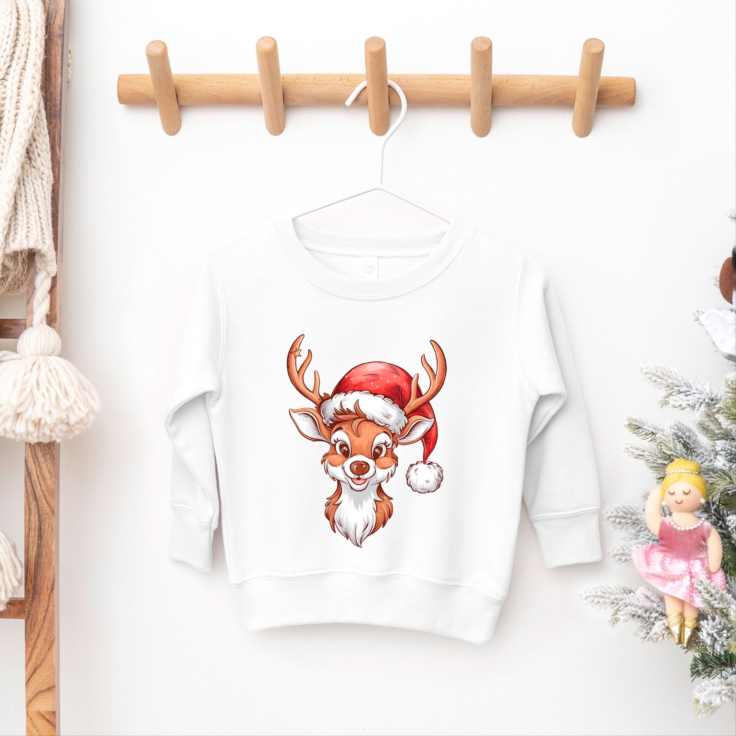 Cute Reindeer Head - Toddler Graphic Sweatshirt
