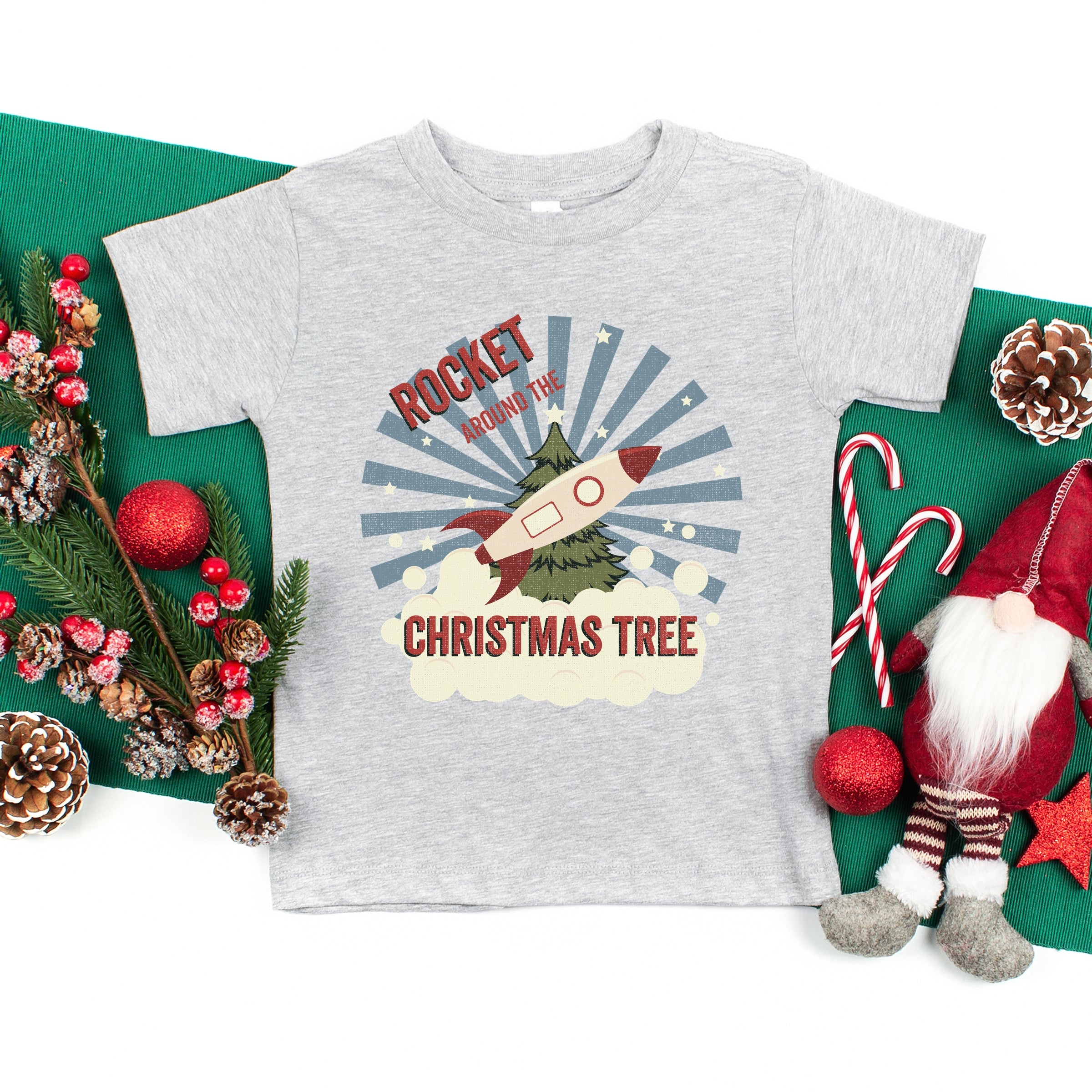 Rocket Around The Christmas Tree - Toddler Short Sleeve Graphic T-Shirt