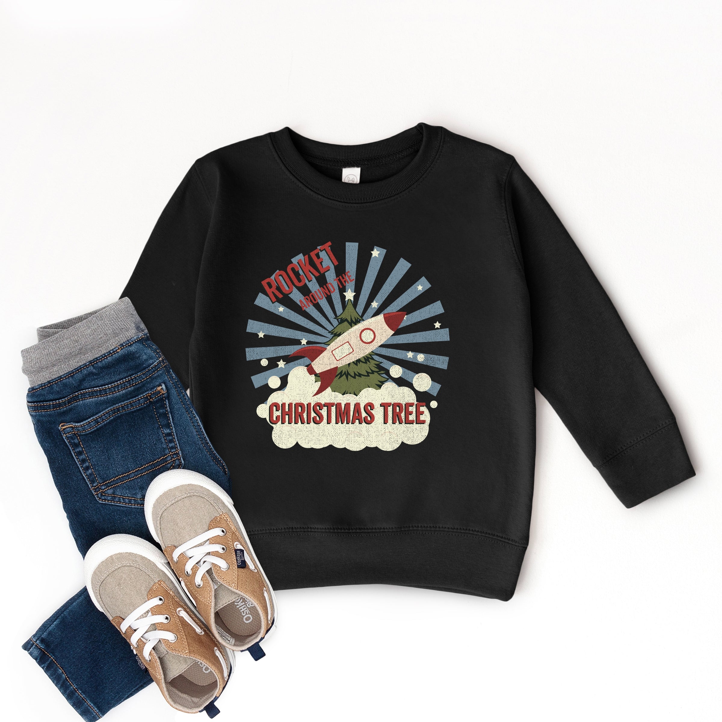 Rocket Around The Christmas Tree - Toddler Graphic Sweatshirt