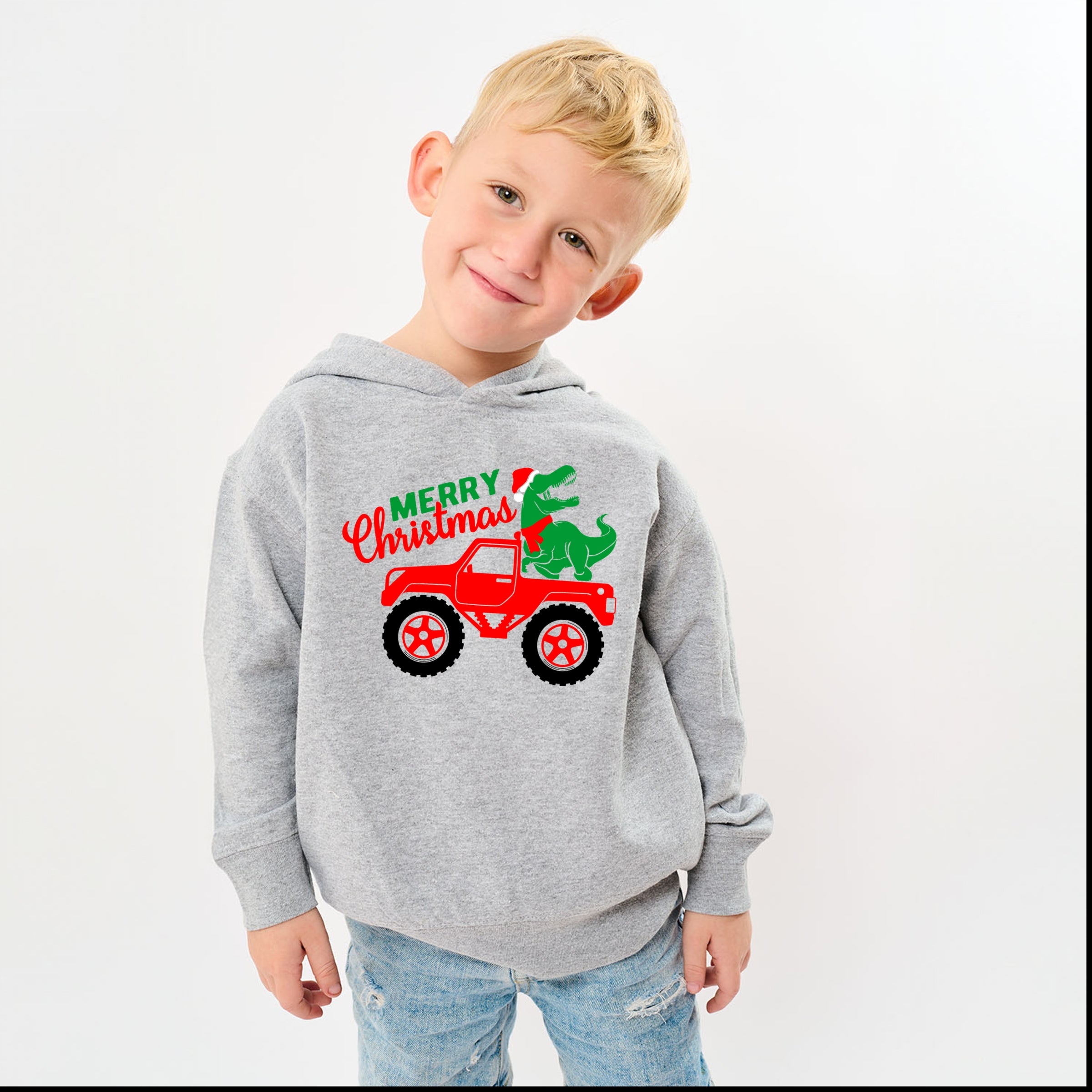 Christmas Dino Truck - Toddler Hoodie